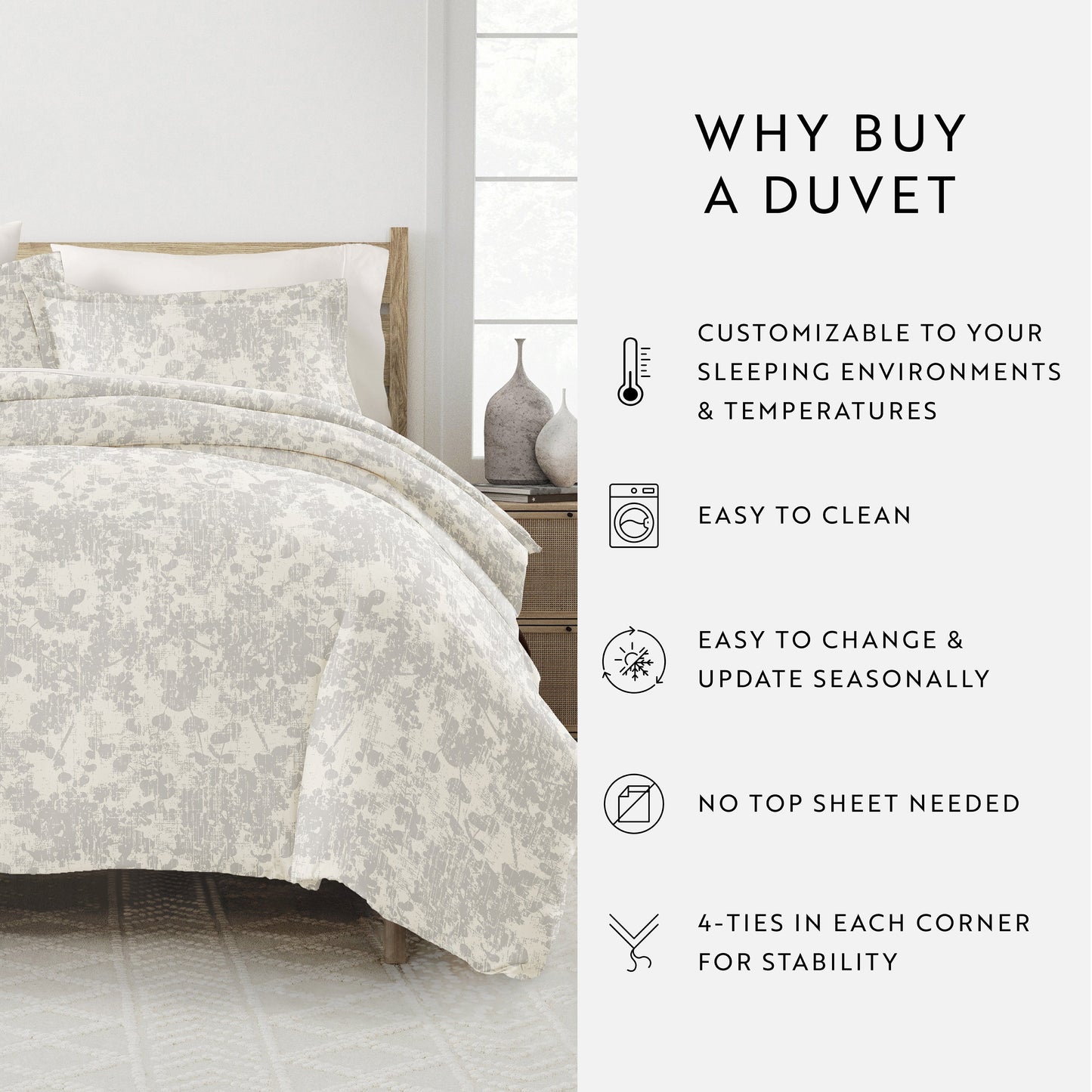 Weathered Floral Patterned Duvet Cover Set