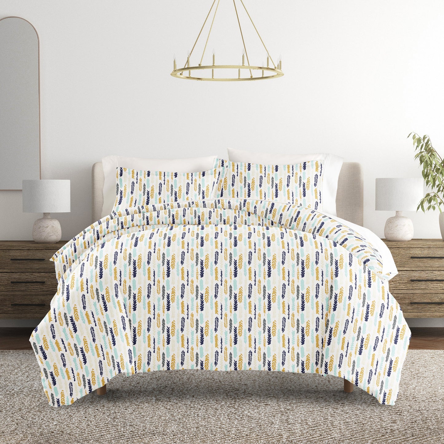 Feathers Patterned Duvet Cover Set