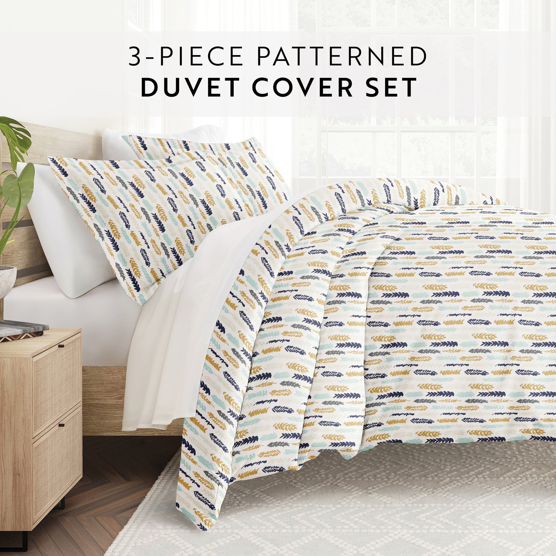 Feathers Patterned Duvet Cover Set