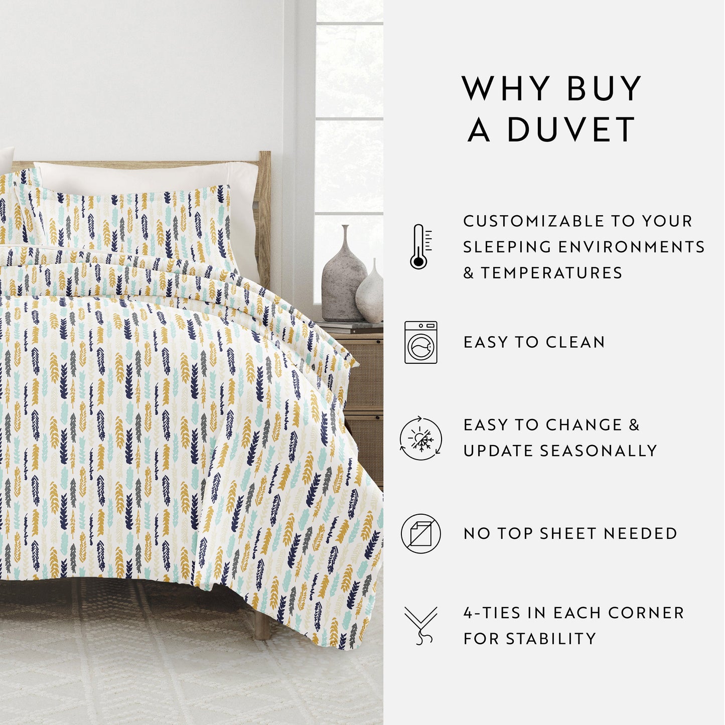 Feathers Patterned Duvet Cover Set