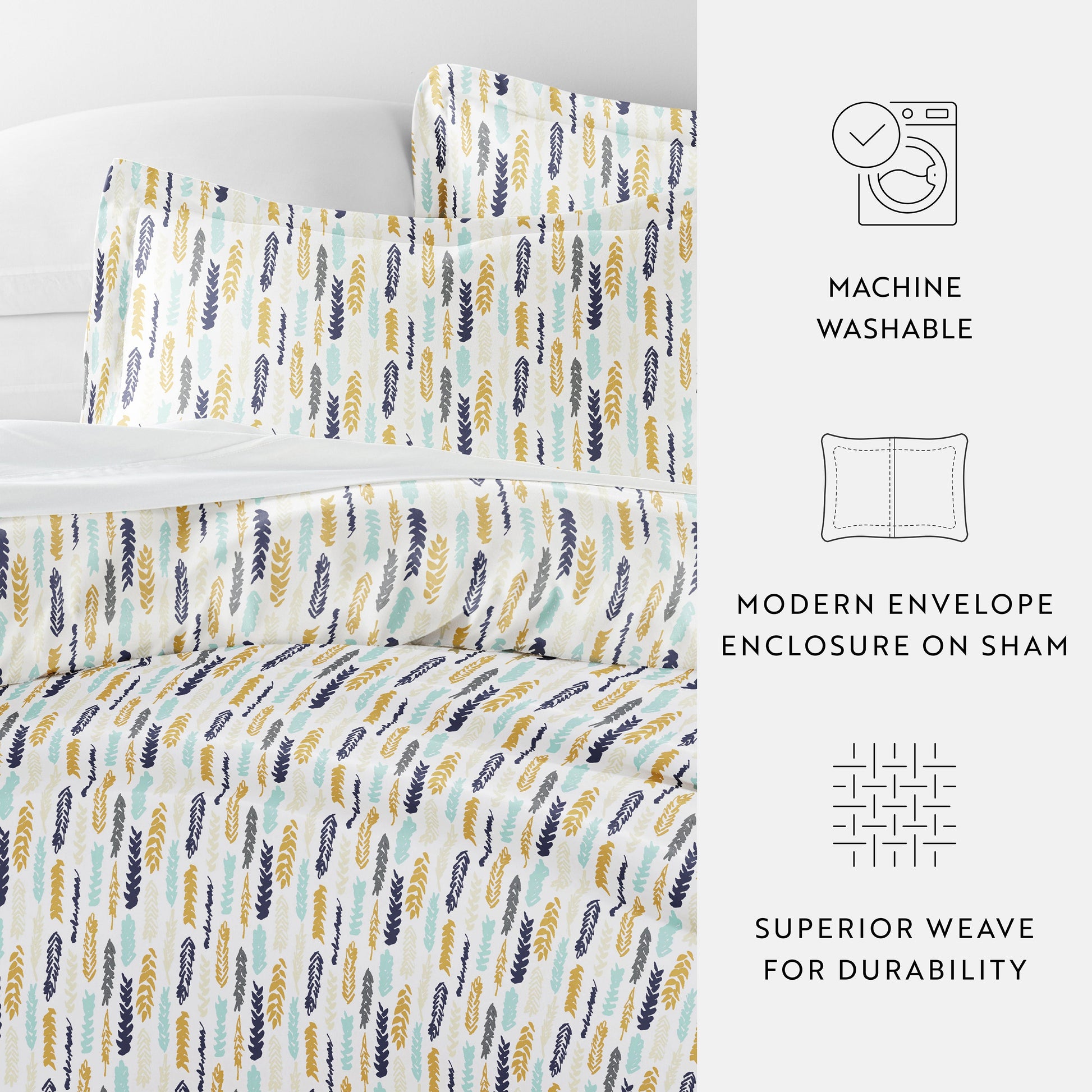 Feathers Patterned Duvet Cover Set