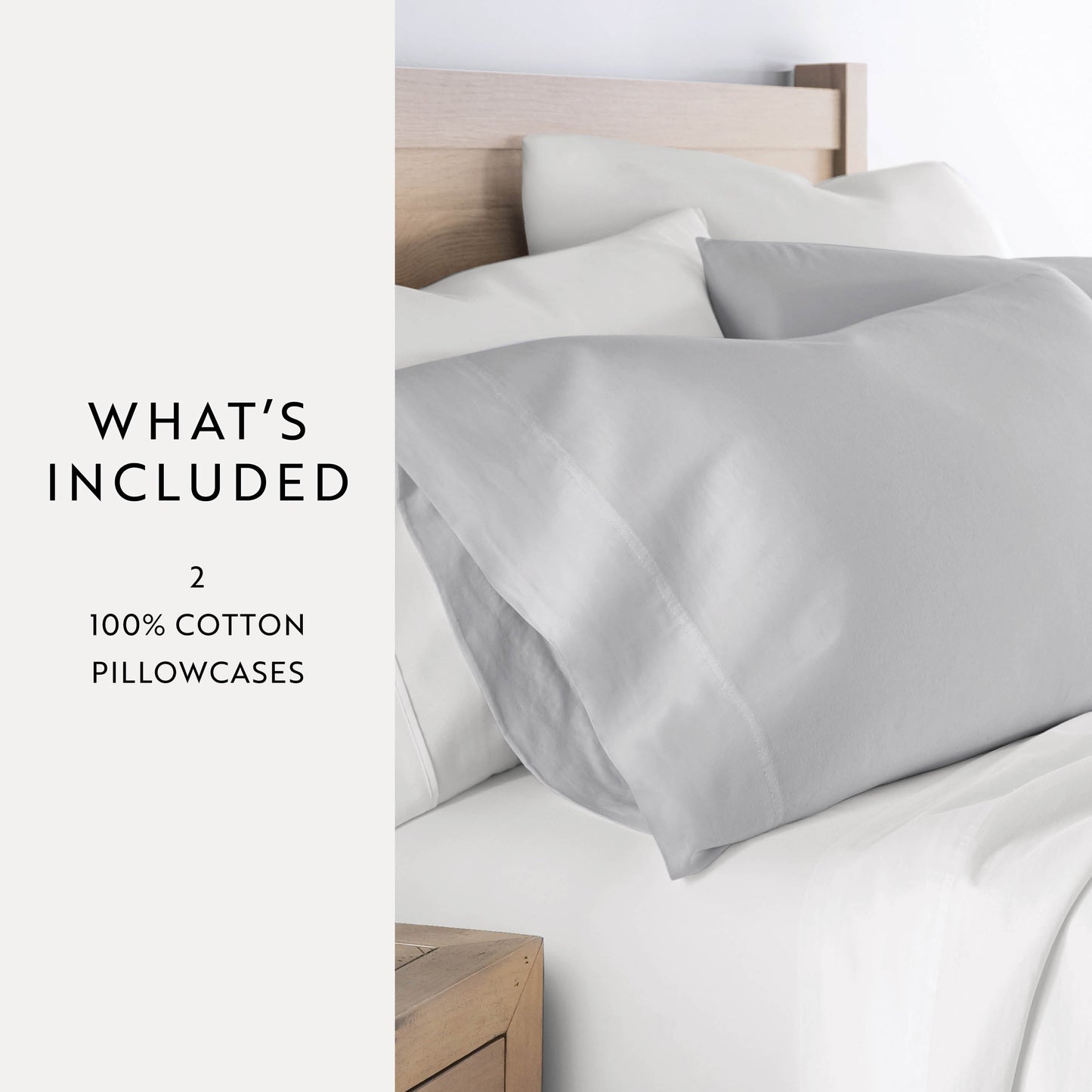 100% Cotton Long Staple Sateen Pillowcase Set