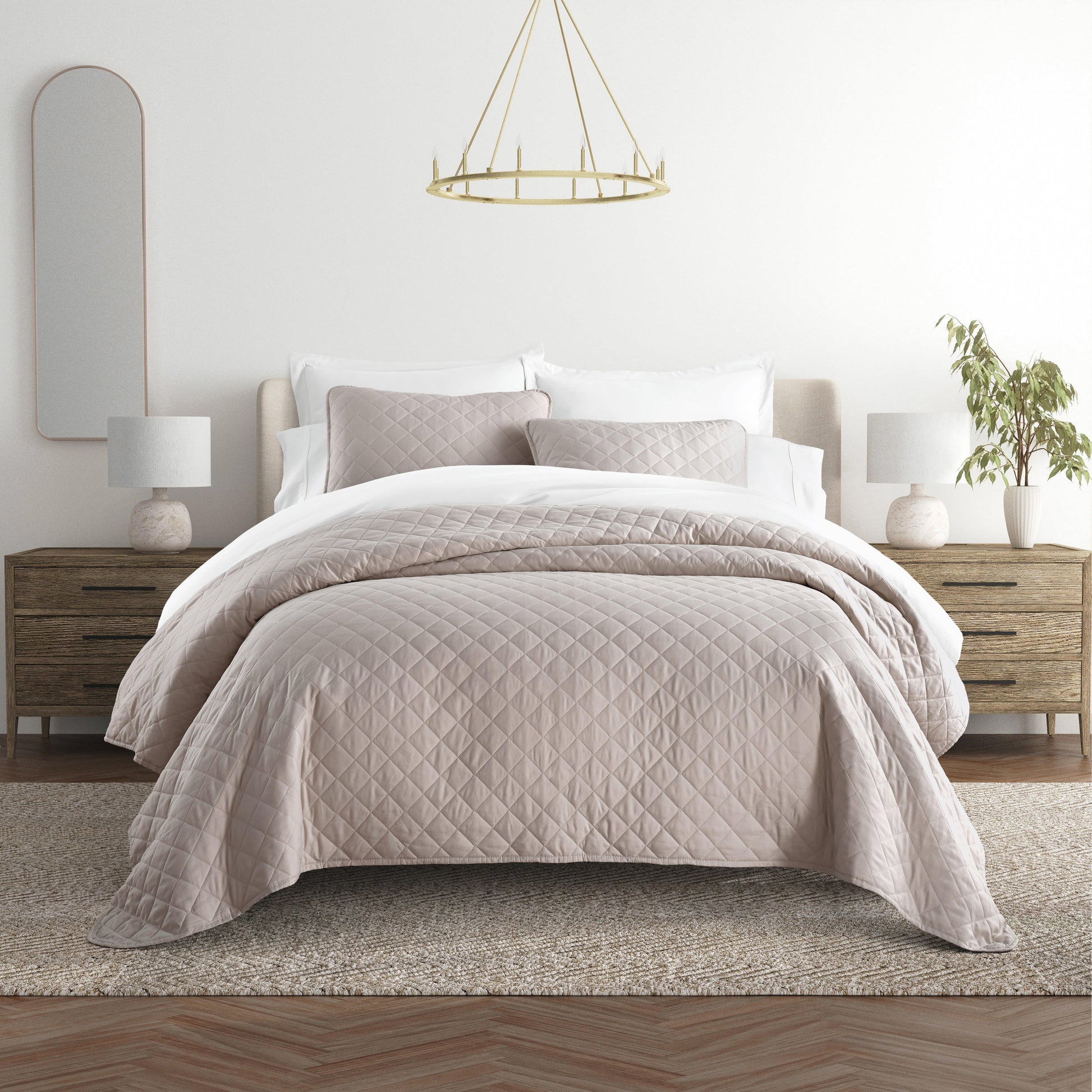 Lightweight Diamond Stitch Quilted Coverlet Set