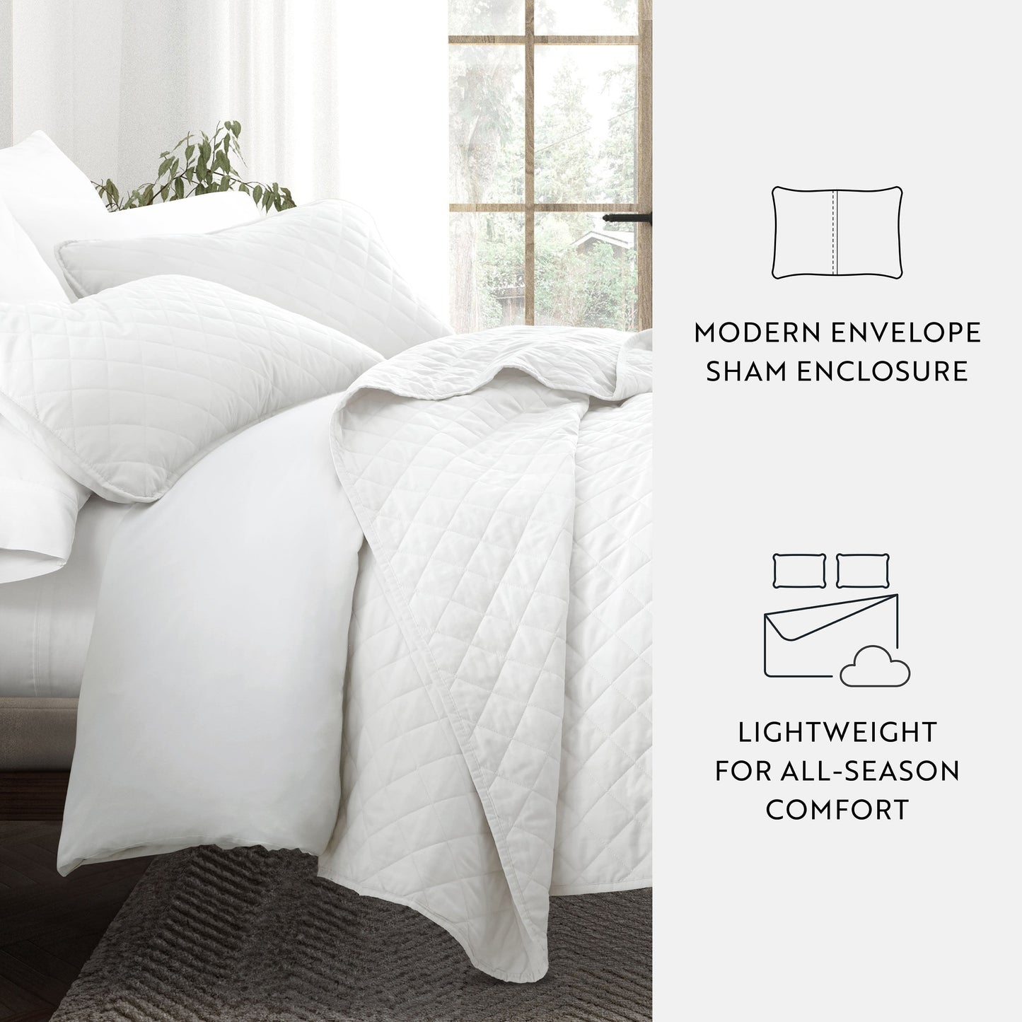 Lightweight Diamond Stitch Quilted Coverlet Set