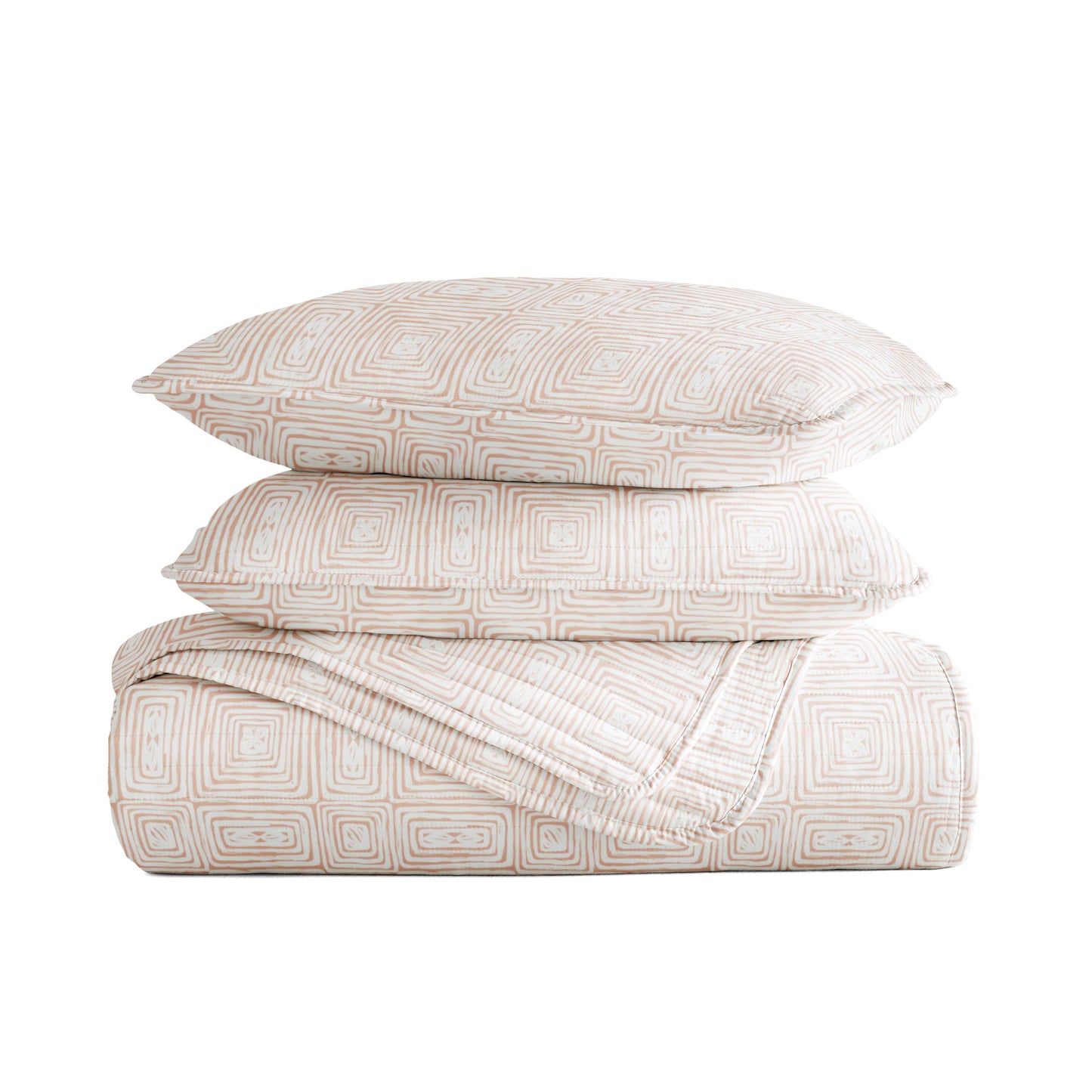 Geometric Maze Patterned Quilted Coverlet Set
