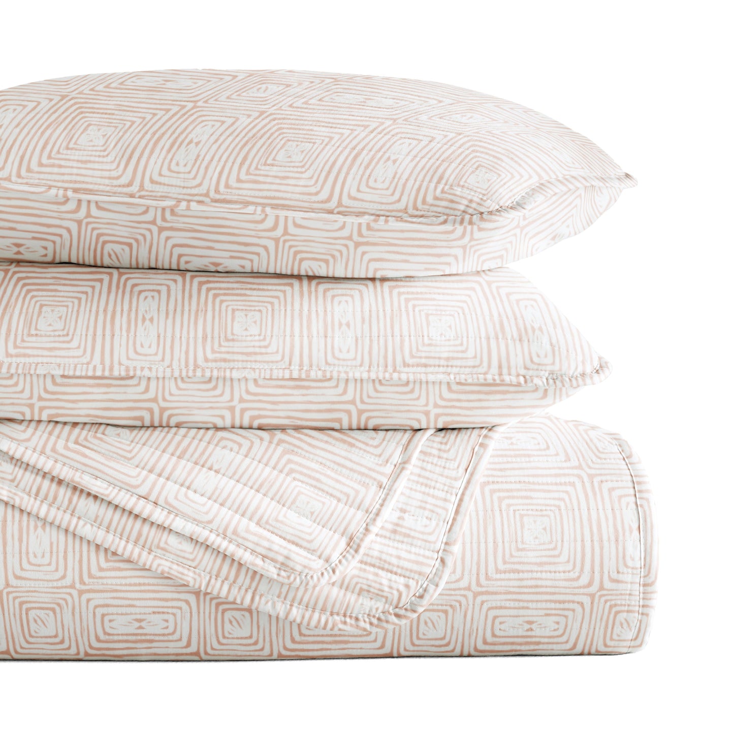 Geometric Maze Patterned Quilted Coverlet Set