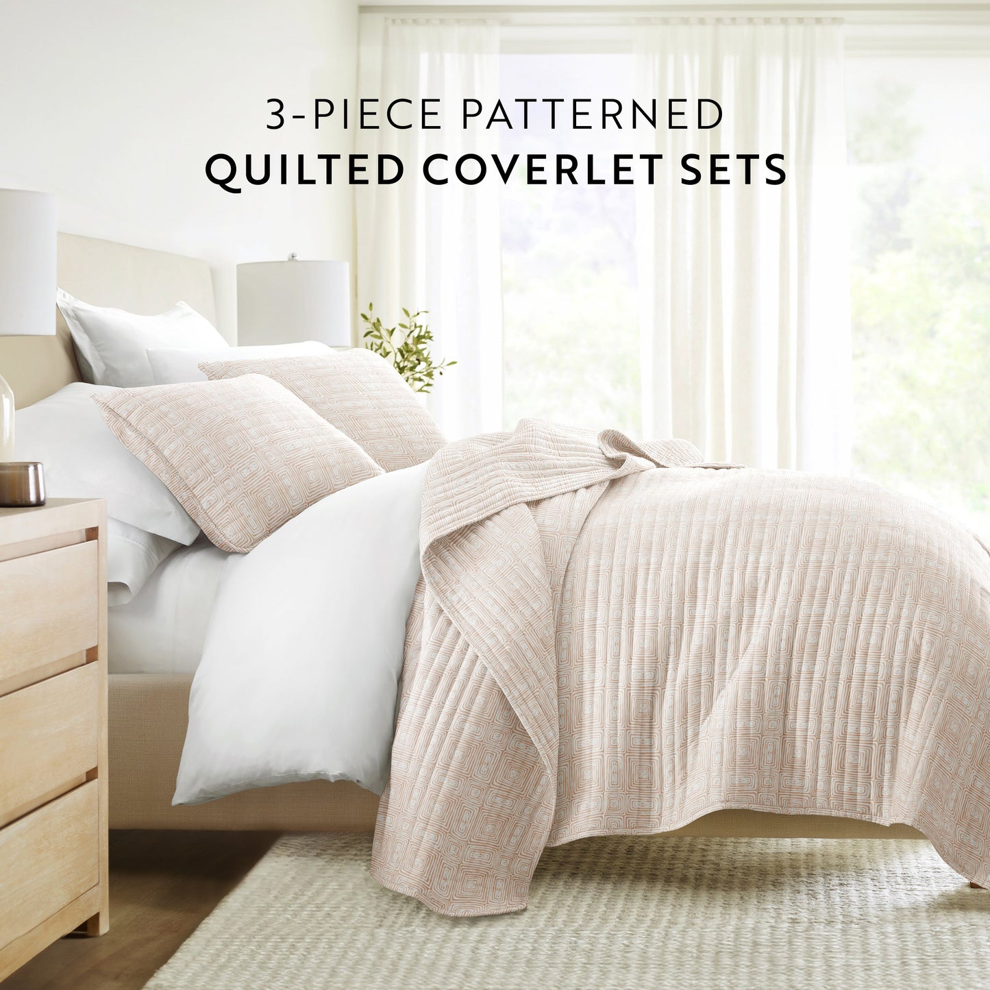Geometric Maze Patterned Quilted Coverlet Set