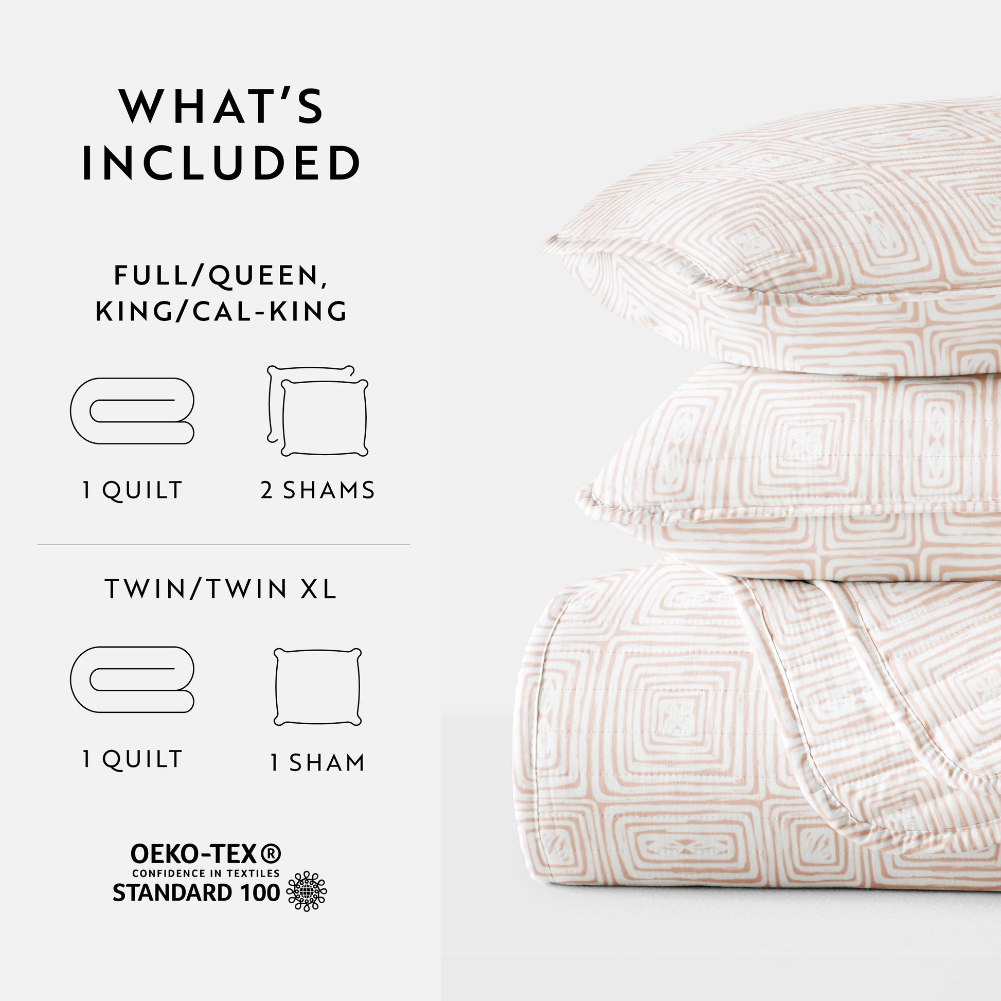 Geometric Maze Patterned Quilted Coverlet Set