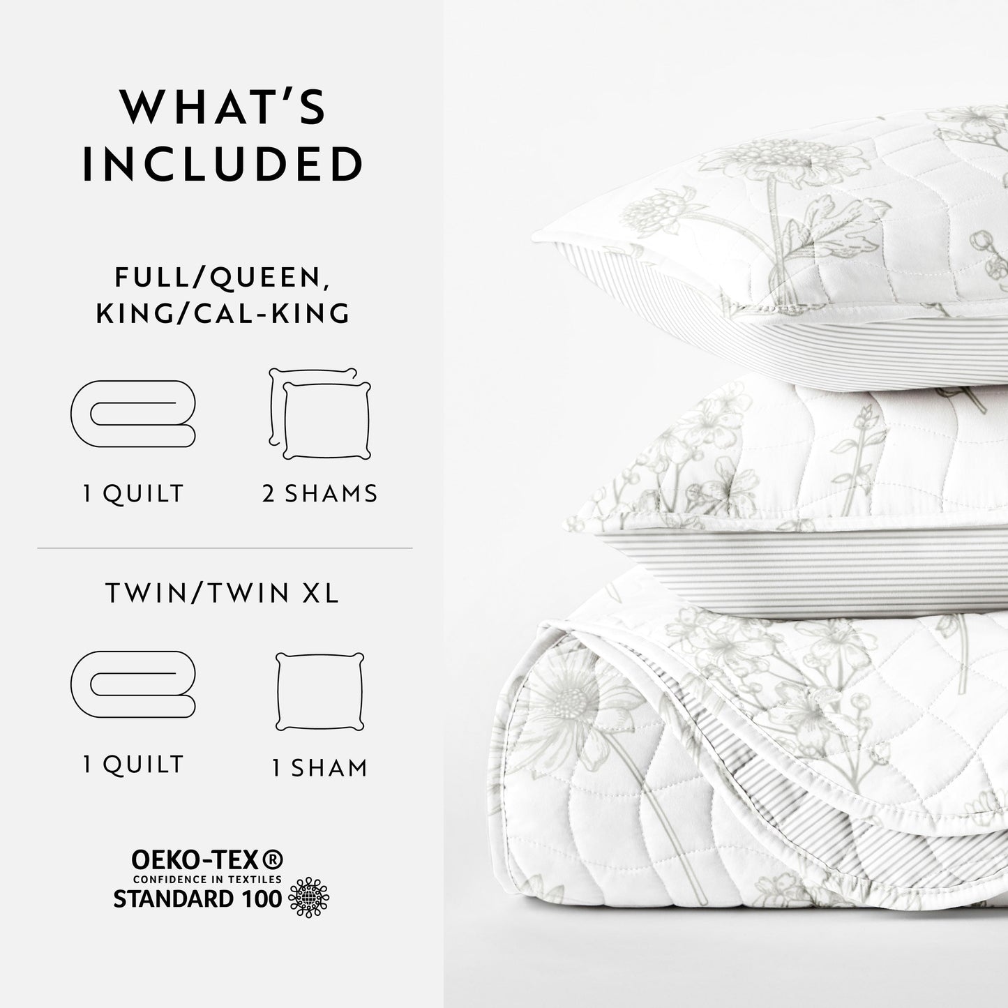 Blooming Daisy Patterned Quilted Coverlet Set