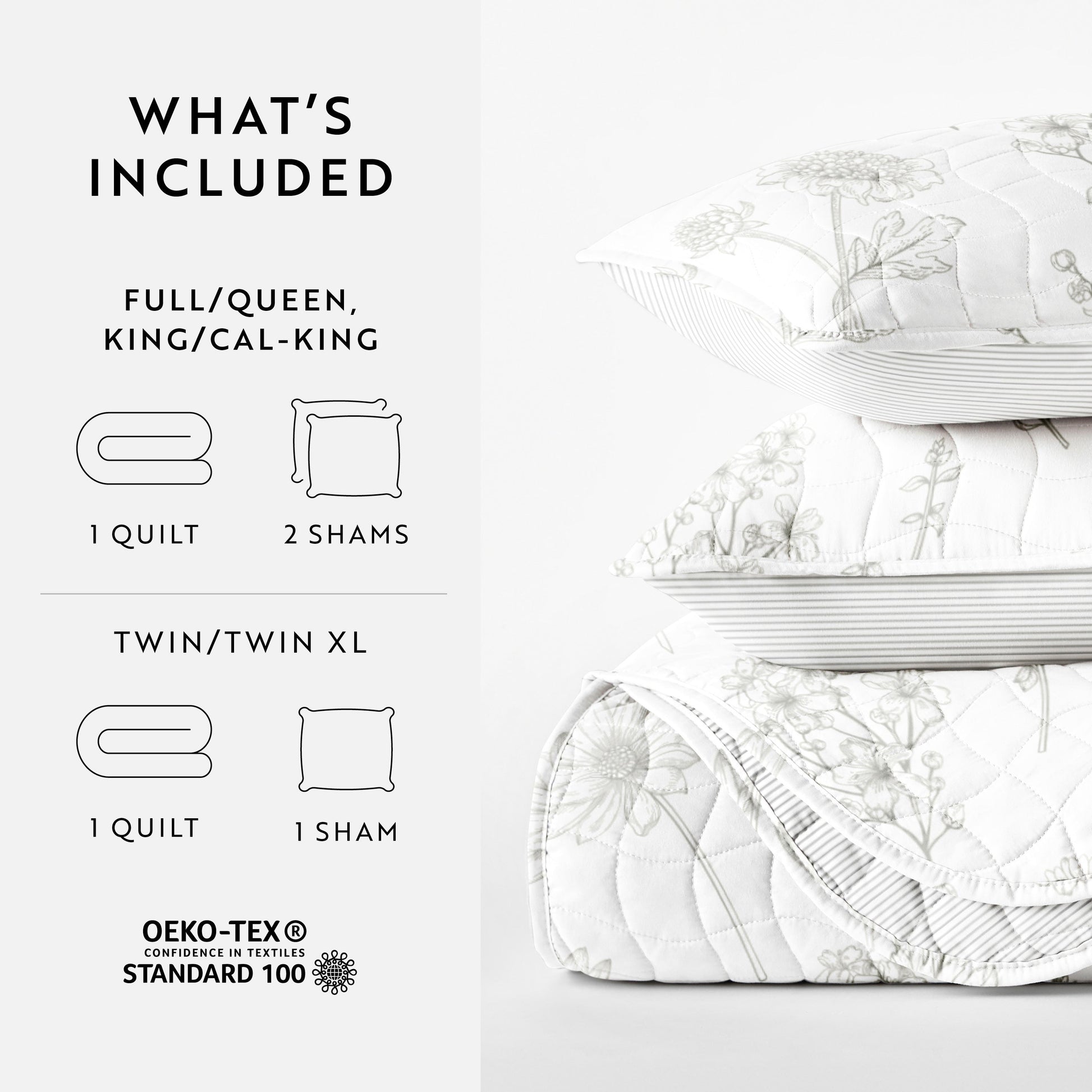 Blooming Daisy Patterned Quilted Coverlet Set