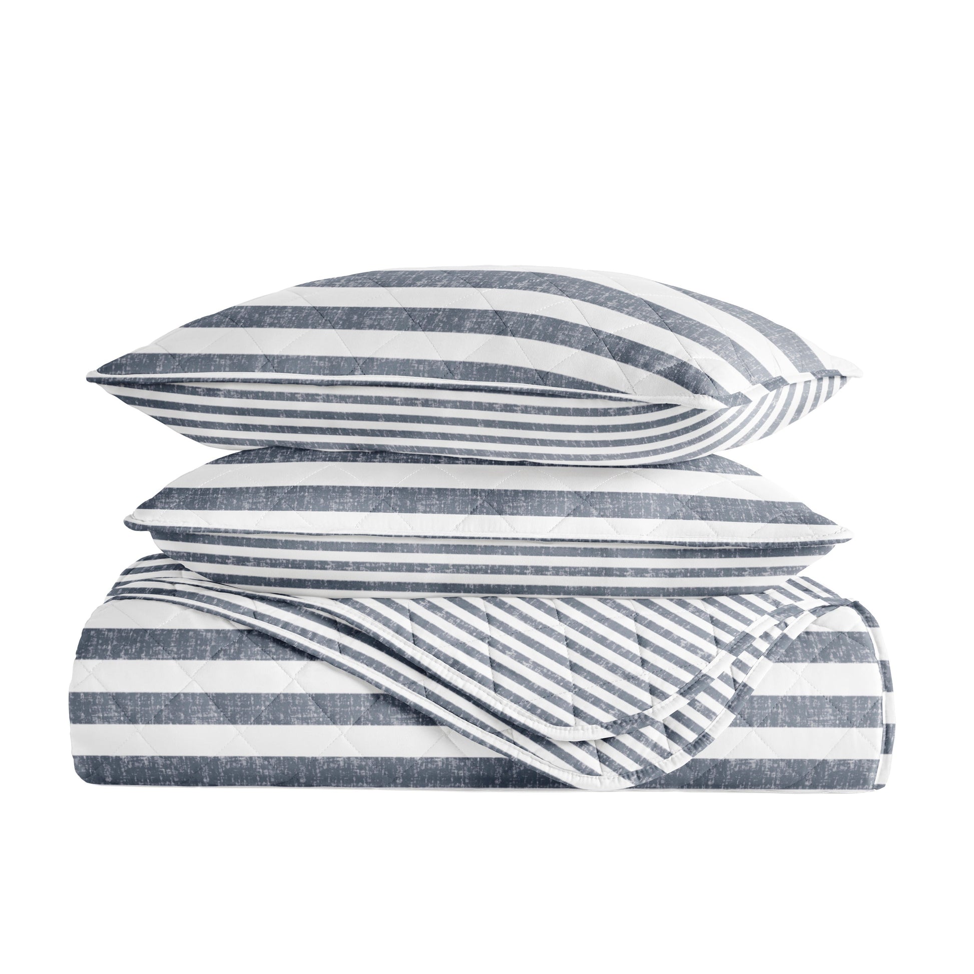 Classic Stripe Patterned Quilted Coverlet Set