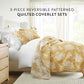 Distressed Bouquet Patterned Quilted Coverlet Set