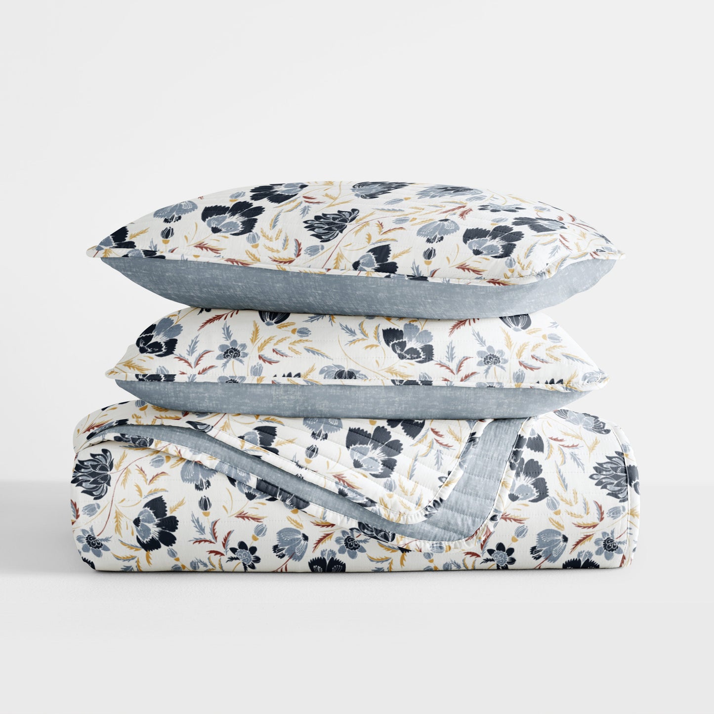 French Jacobean Patterned Quilted Coverlet Set