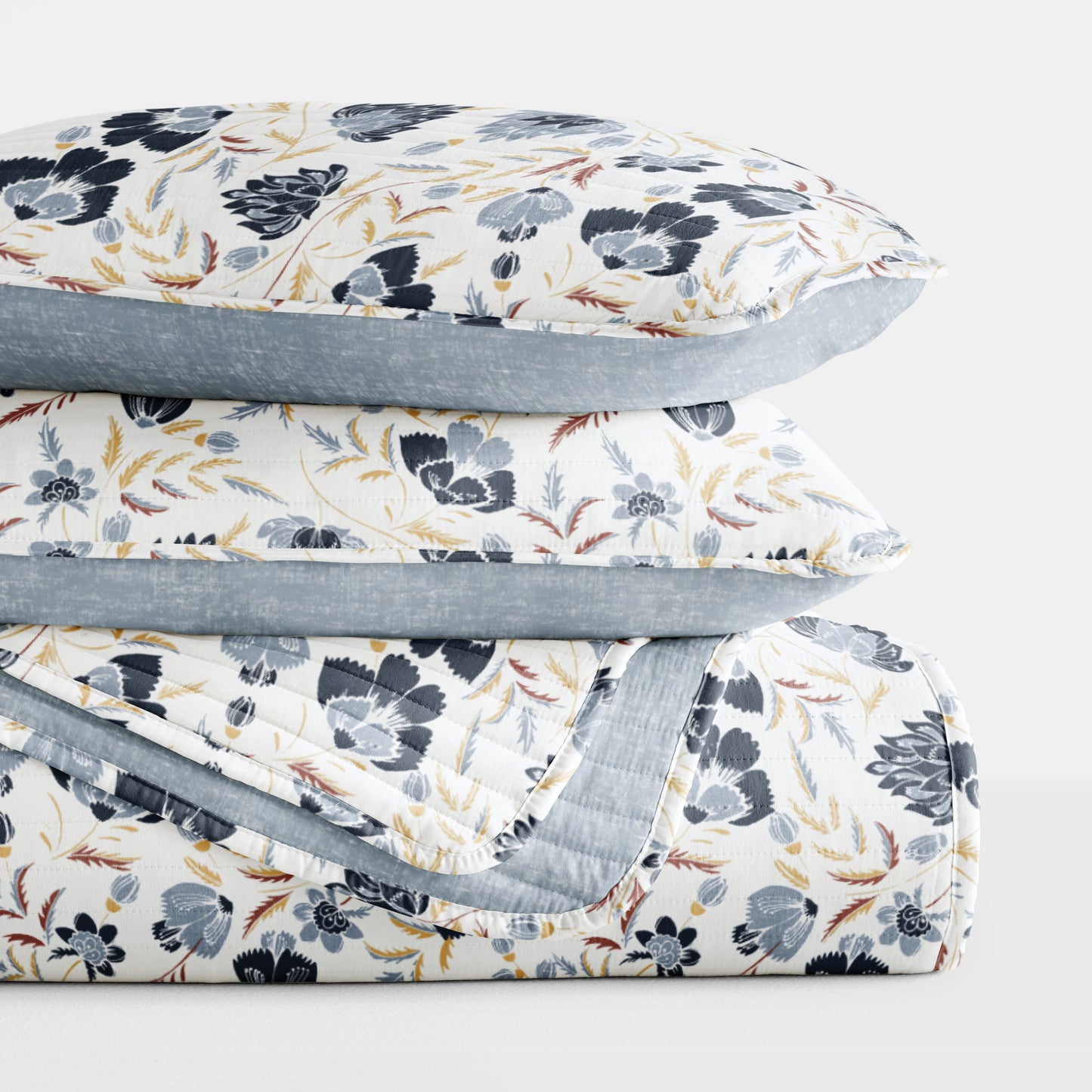French Jacobean Patterned Quilted Coverlet Set