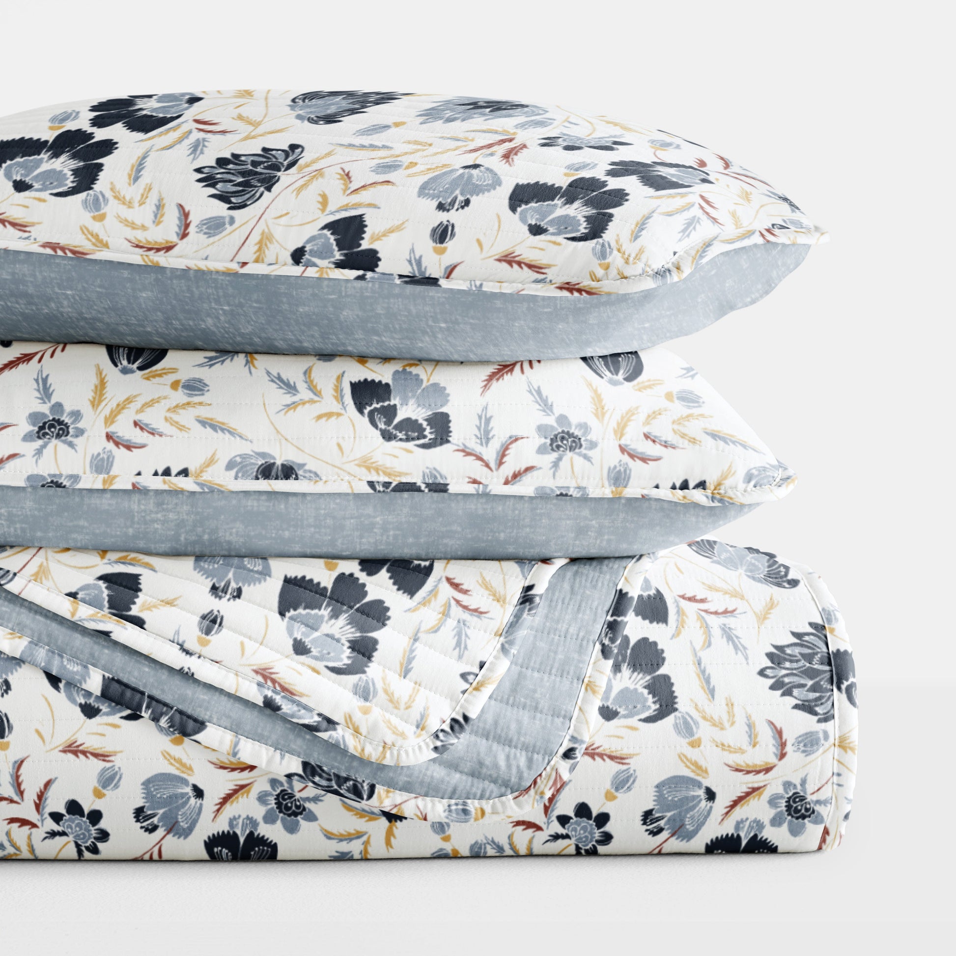 French Jacobean Patterned Quilted Coverlet Set