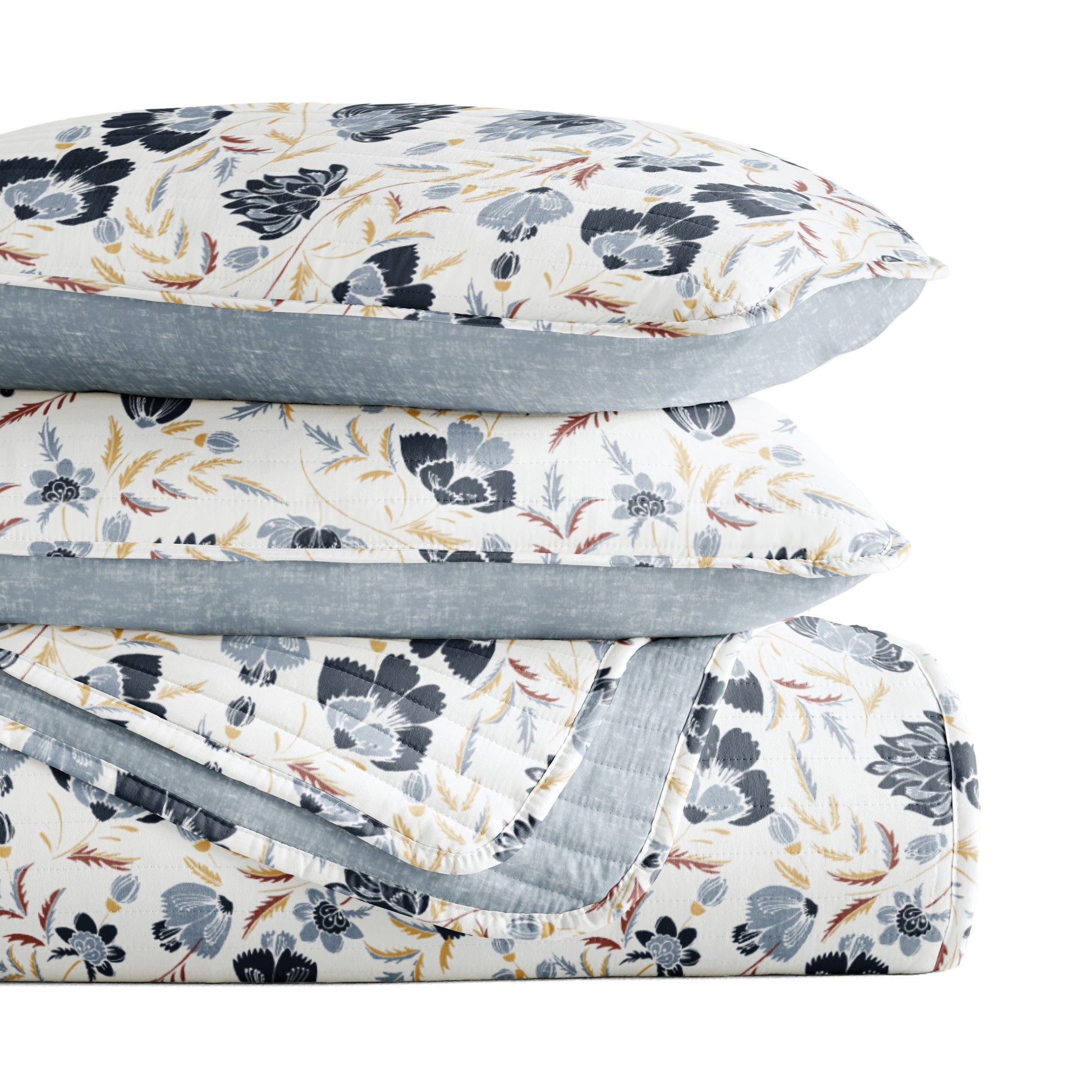 French Jacobean Patterned Quilted Coverlet Set