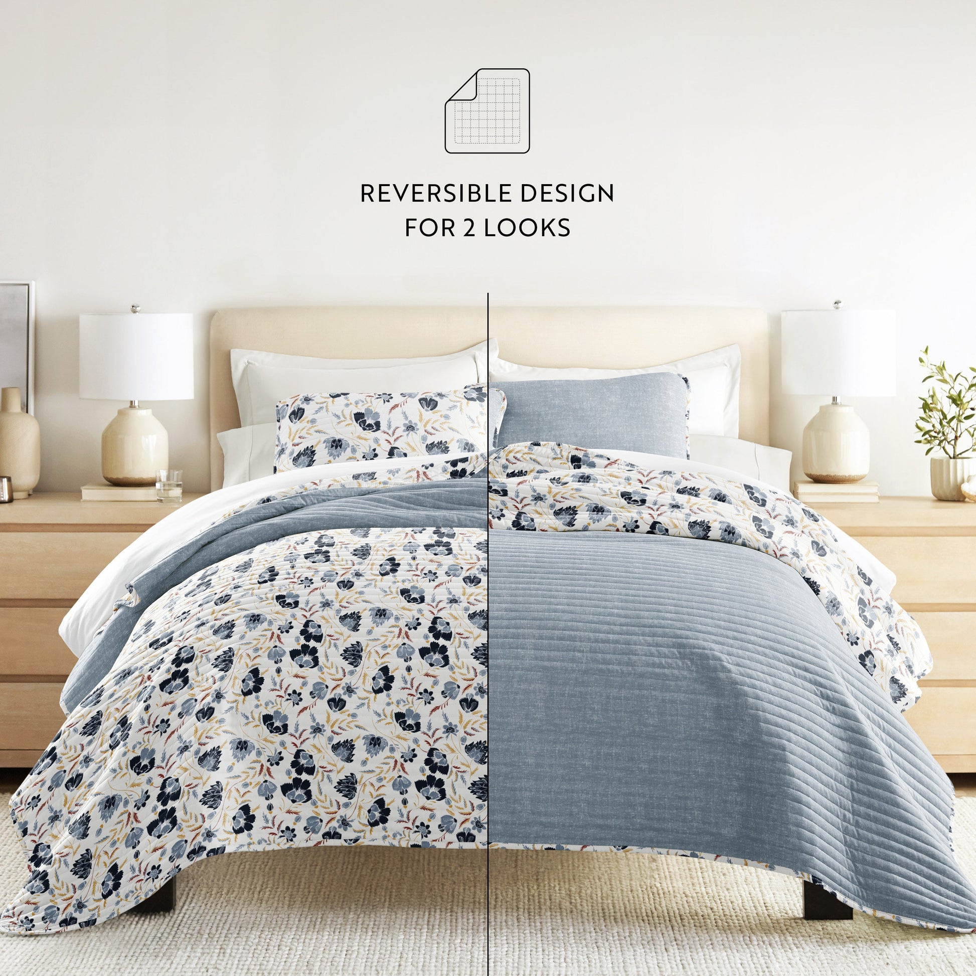 French Jacobean Patterned Quilted Coverlet Set