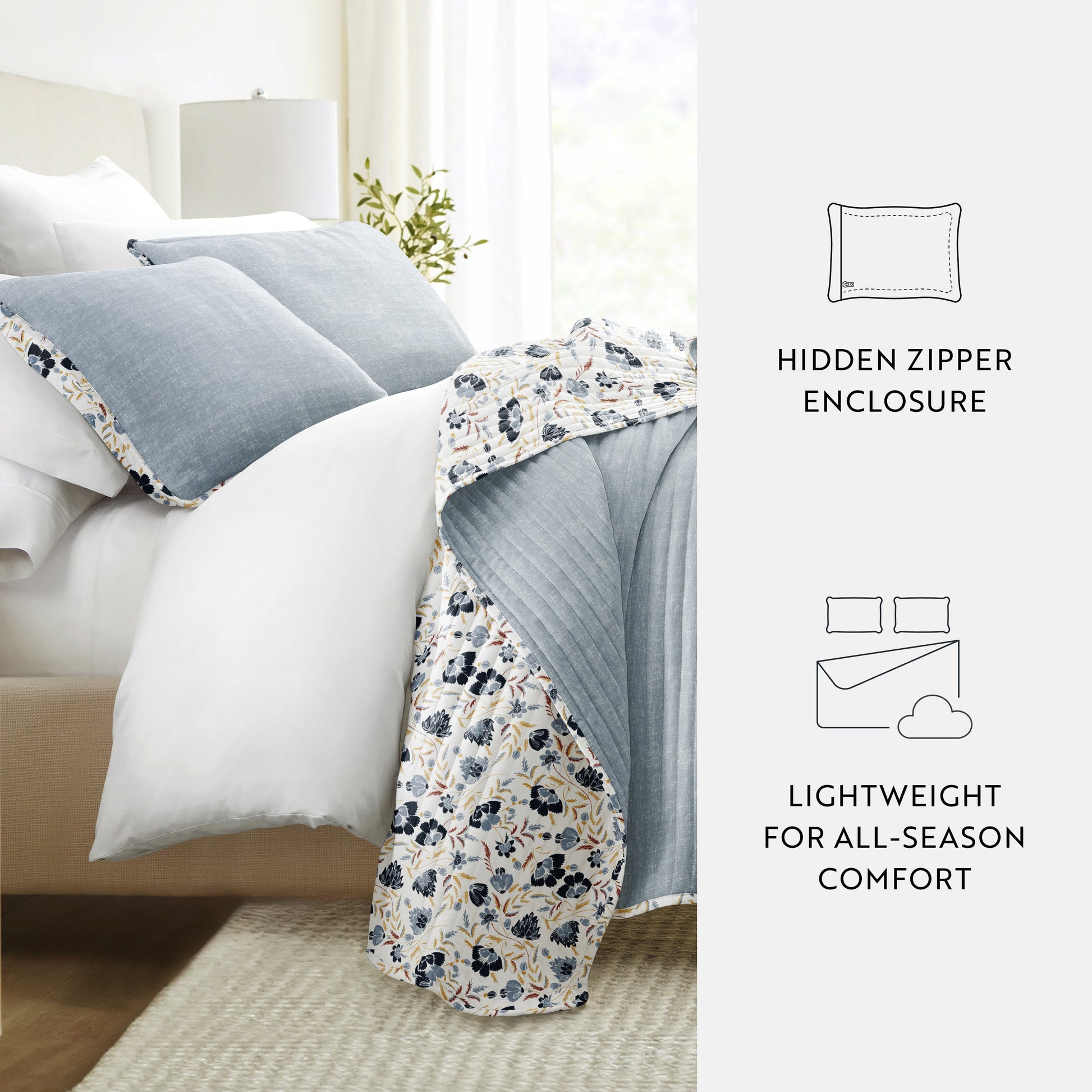 French Jacobean Patterned Quilted Coverlet Set