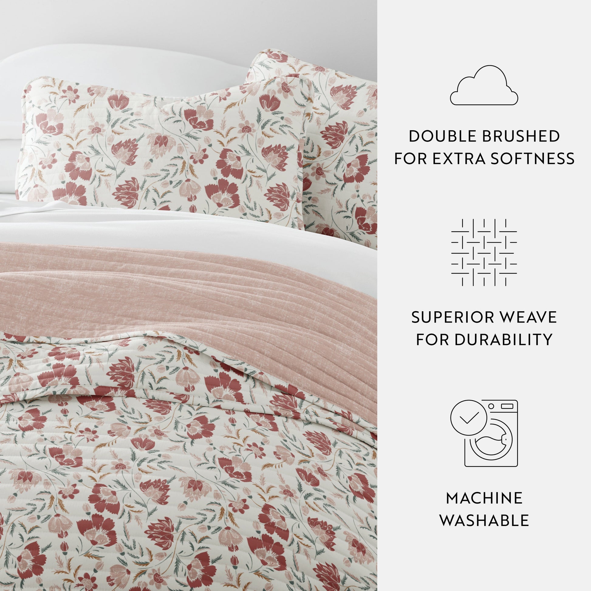 French Jacobean Patterned Quilted Coverlet Set