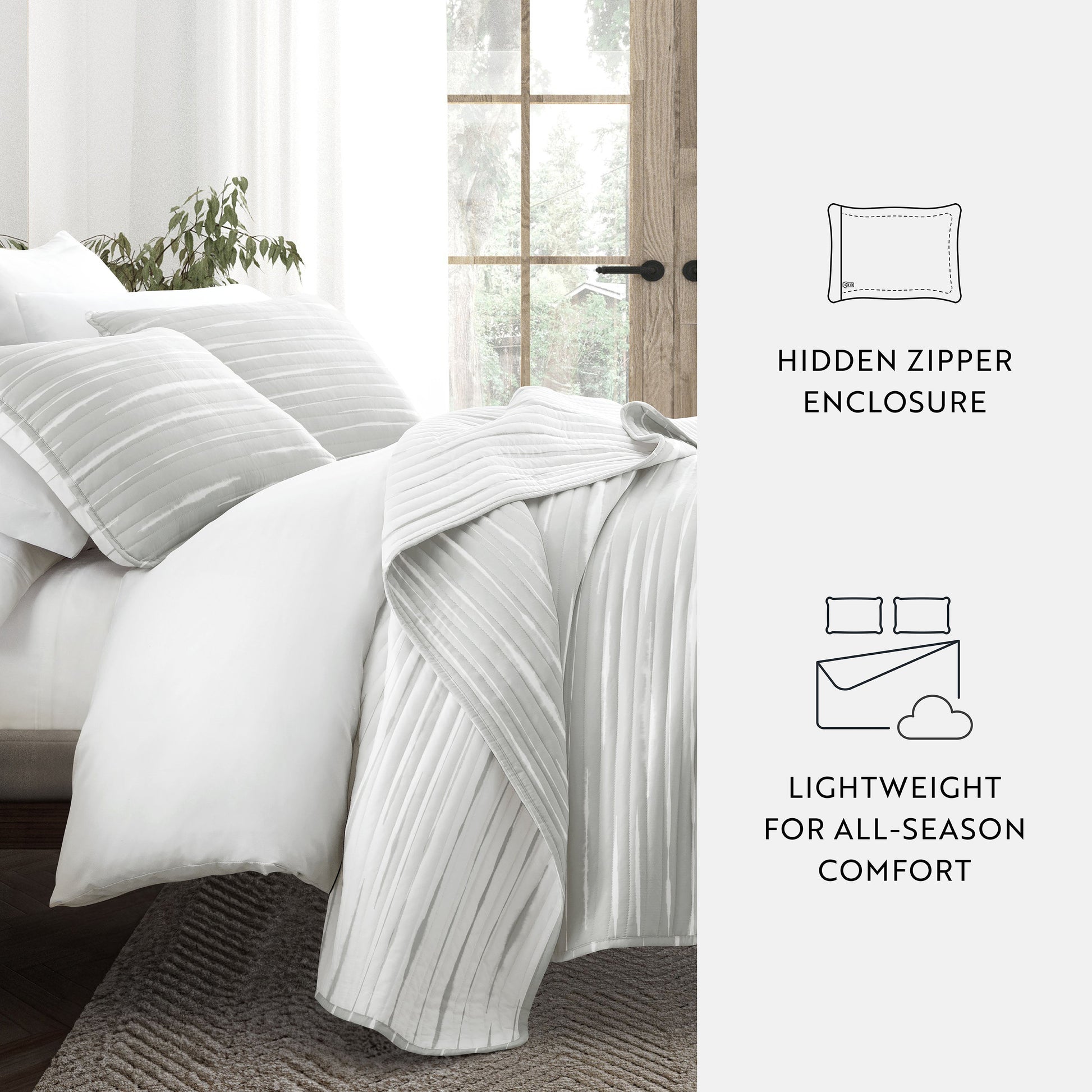 Horizon Patterned Reversible Quilted Coverlet Set