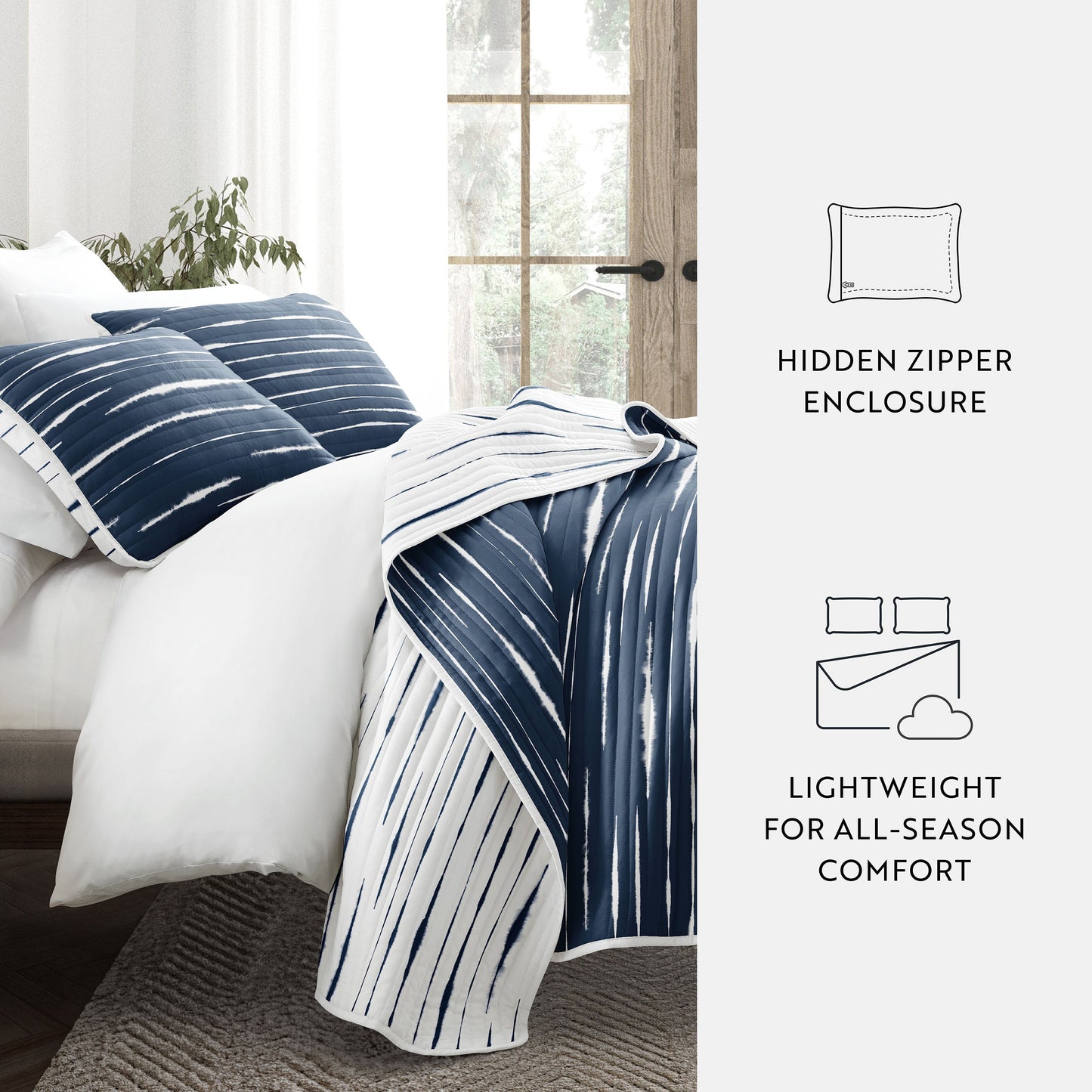 Horizon Patterned Reversible Quilted Coverlet Set