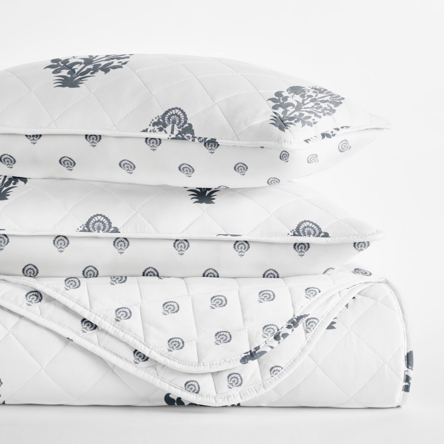 Stamped Bloom Patterned Quilted Coverlet Set