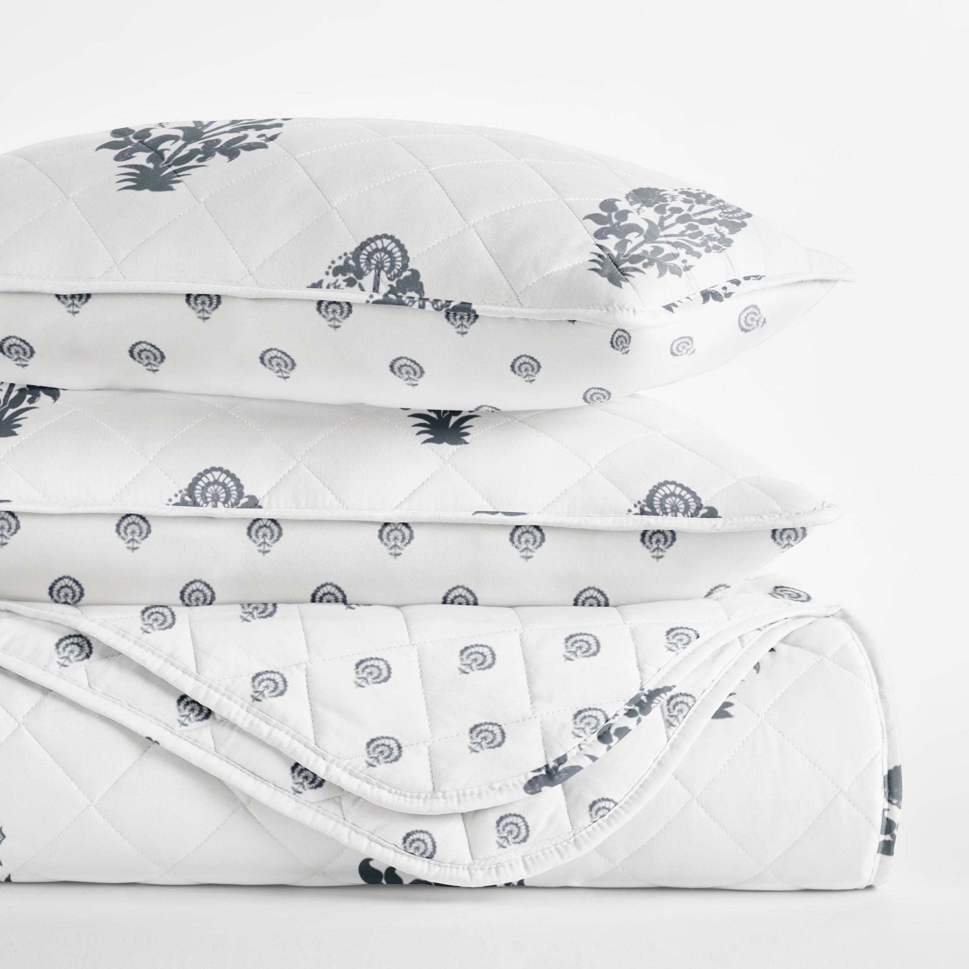 Stamped Bloom Patterned Quilted Coverlet Set