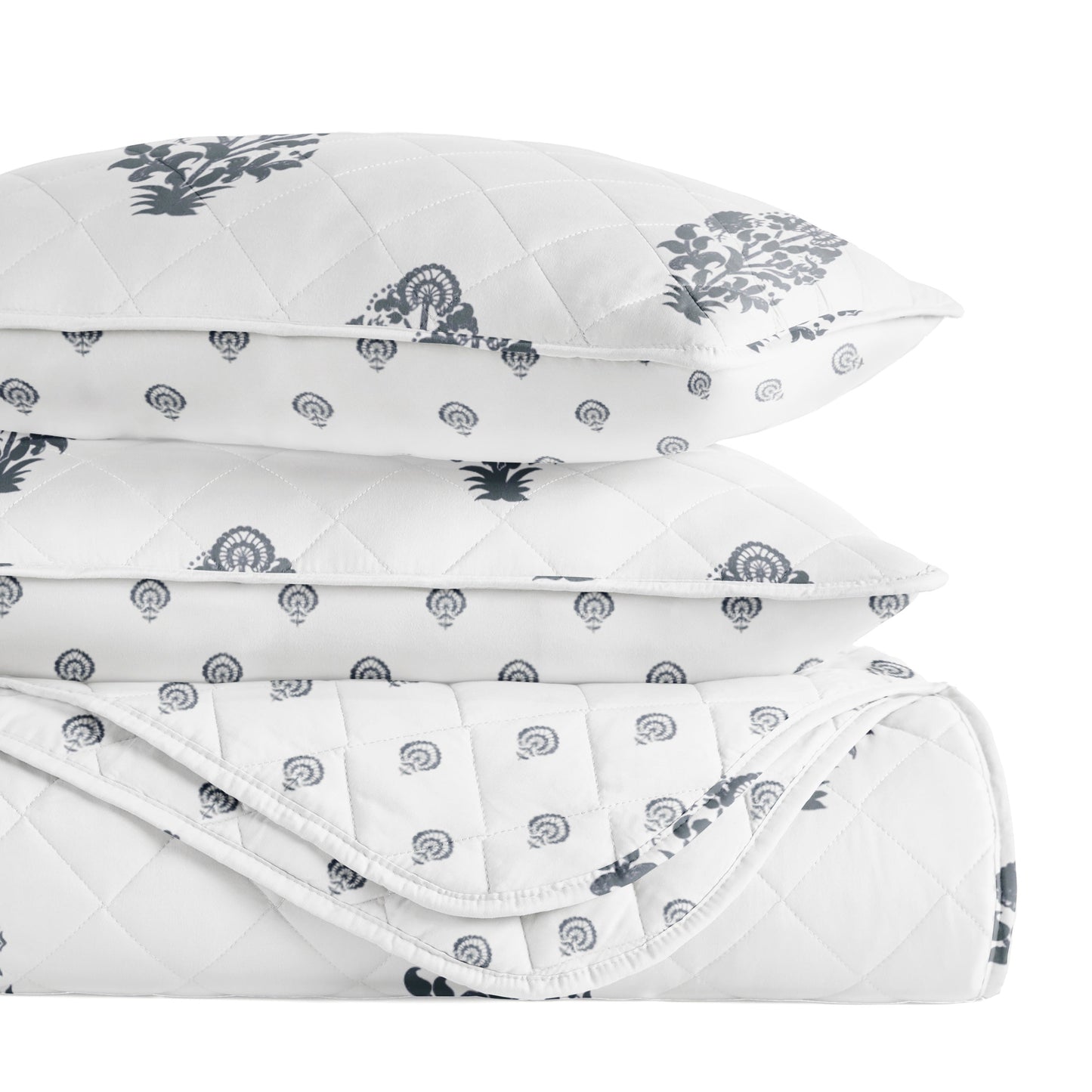 Stamped Bloom Patterned Quilted Coverlet Set