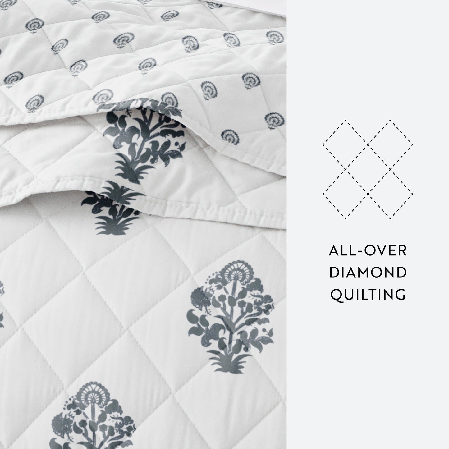 Stamped Bloom Patterned Quilted Coverlet Set