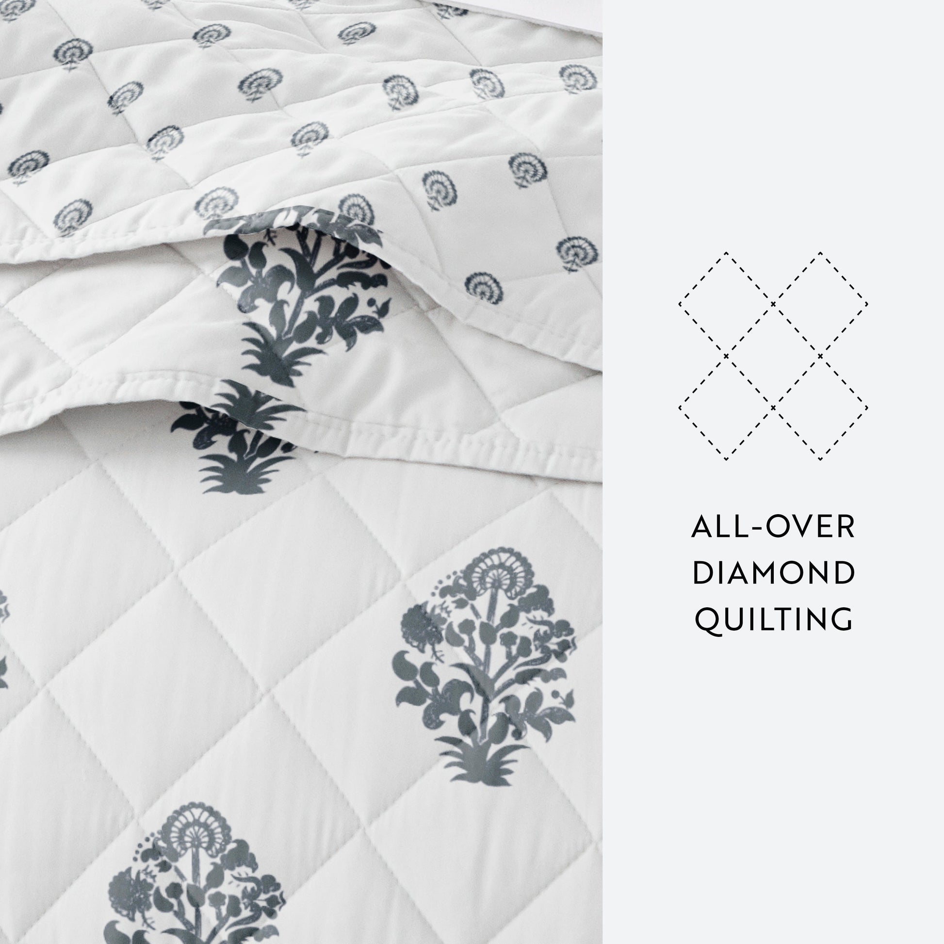 Stamped Bloom Patterned Quilted Coverlet Set