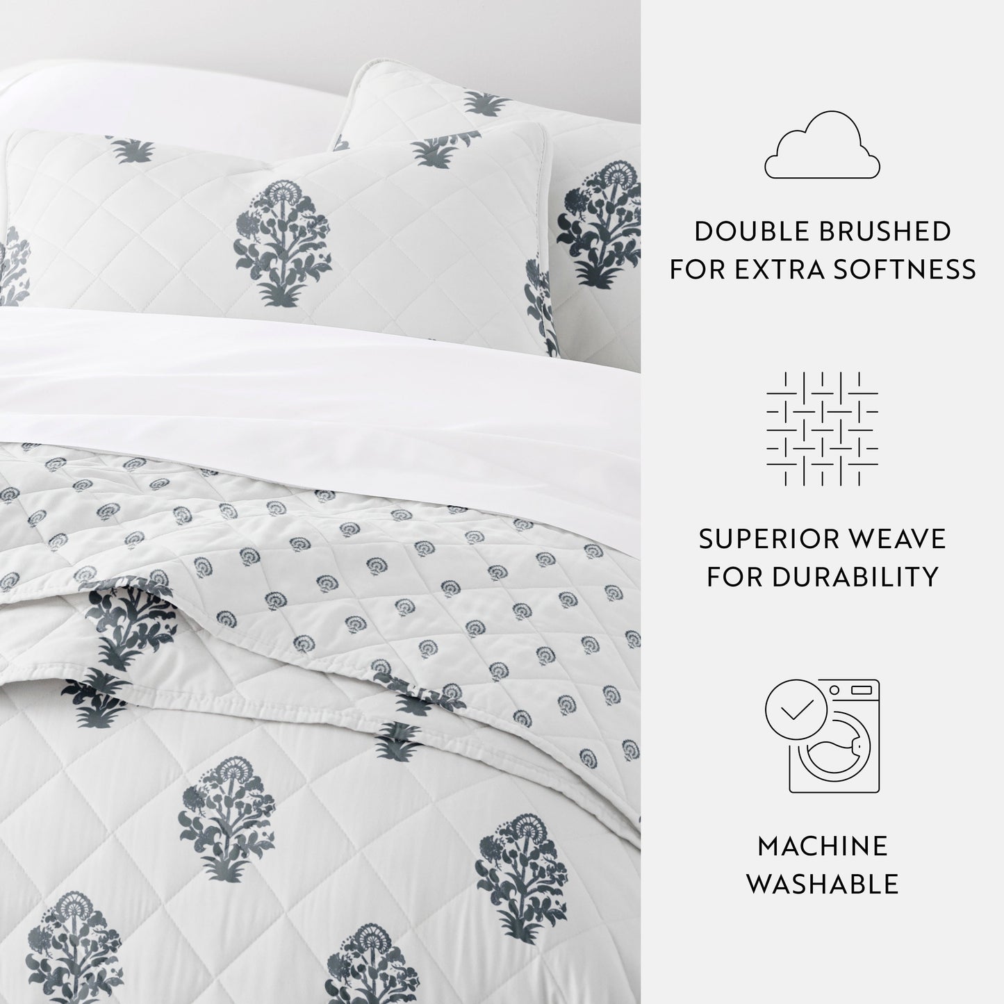 Stamped Bloom Patterned Quilted Coverlet Set