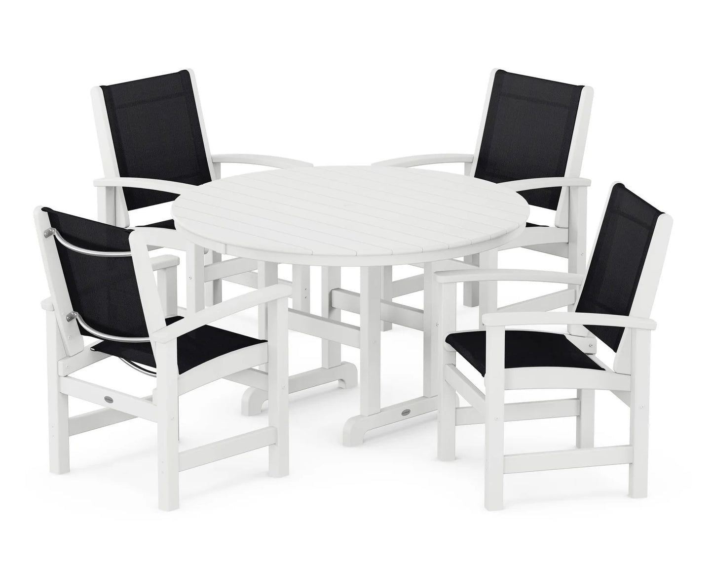 Polywood - Coastal 5-Piece Round Farmhouse Dining Set - FREE SHIPPING