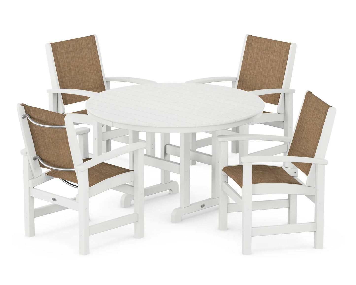 Polywood - Coastal 5-Piece Round Farmhouse Dining Set - FREE SHIPPING