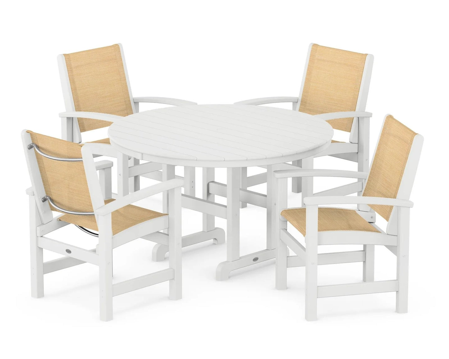 Polywood - Coastal 5-Piece Round Farmhouse Dining Set - FREE SHIPPING
