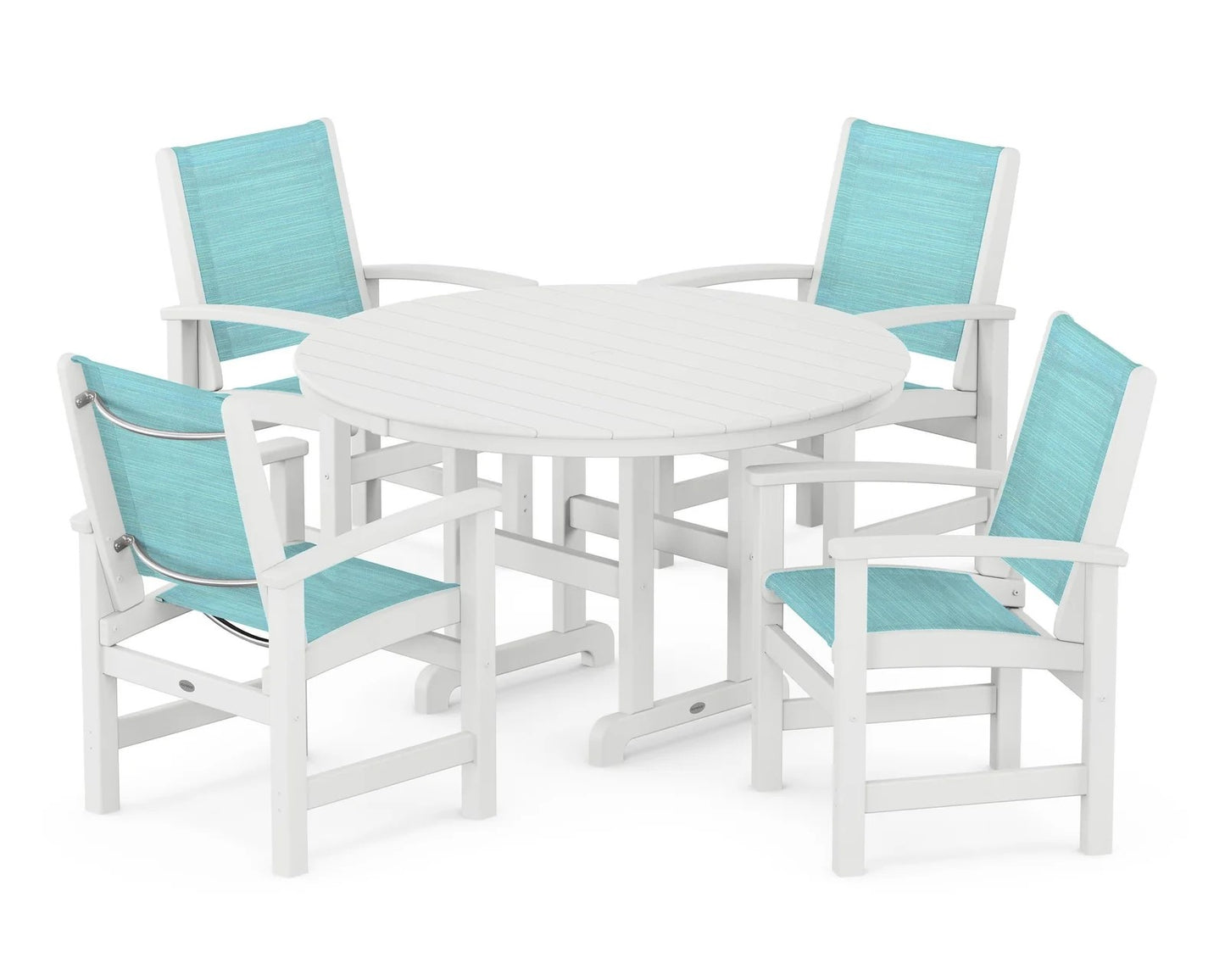 Polywood - Coastal 5-Piece Round Farmhouse Dining Set - FREE SHIPPING