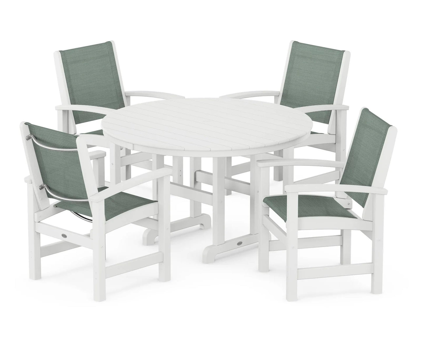 Polywood - Coastal 5-Piece Round Farmhouse Dining Set - FREE SHIPPING