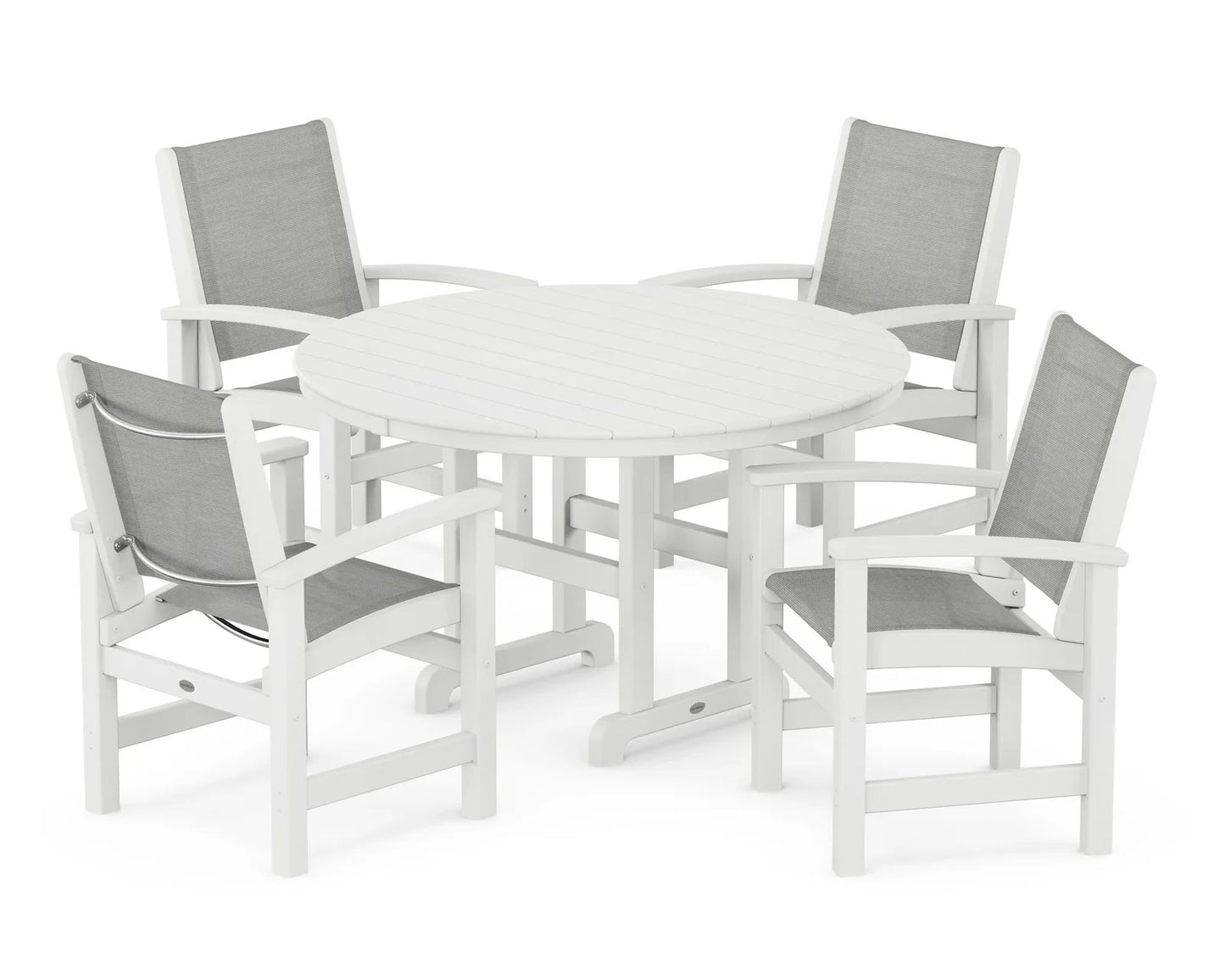 Polywood - Coastal 5-Piece Round Farmhouse Dining Set - FREE SHIPPING