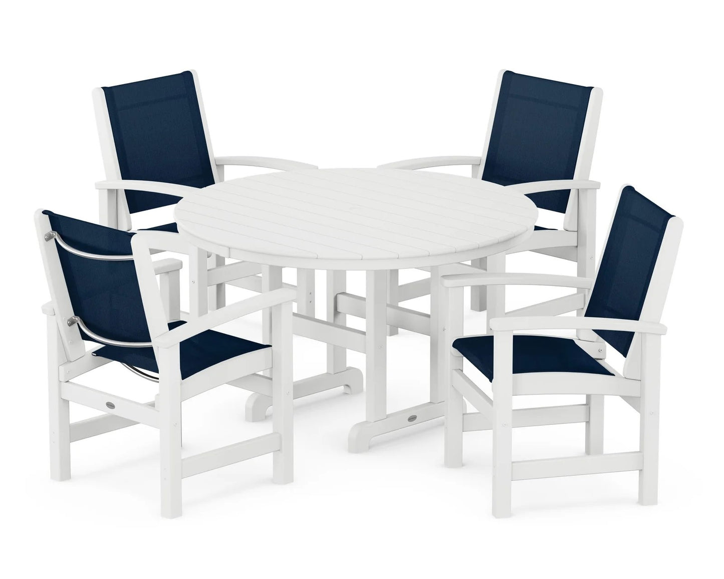 Polywood - Coastal 5-Piece Round Farmhouse Dining Set - FREE SHIPPING