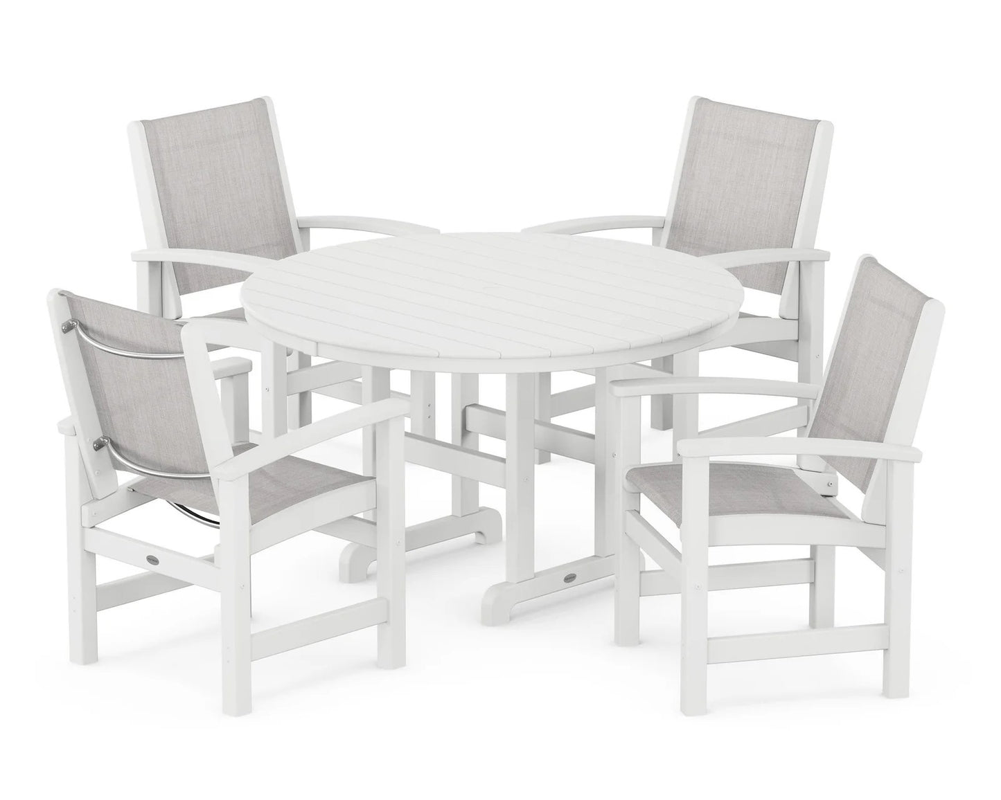 Polywood - Coastal 5-Piece Round Farmhouse Dining Set - FREE SHIPPING