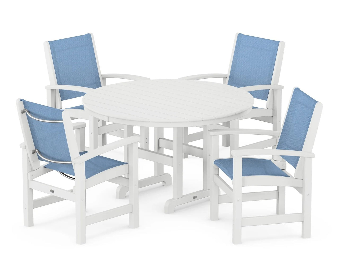 Polywood - Coastal 5-Piece Round Farmhouse Dining Set - FREE SHIPPING