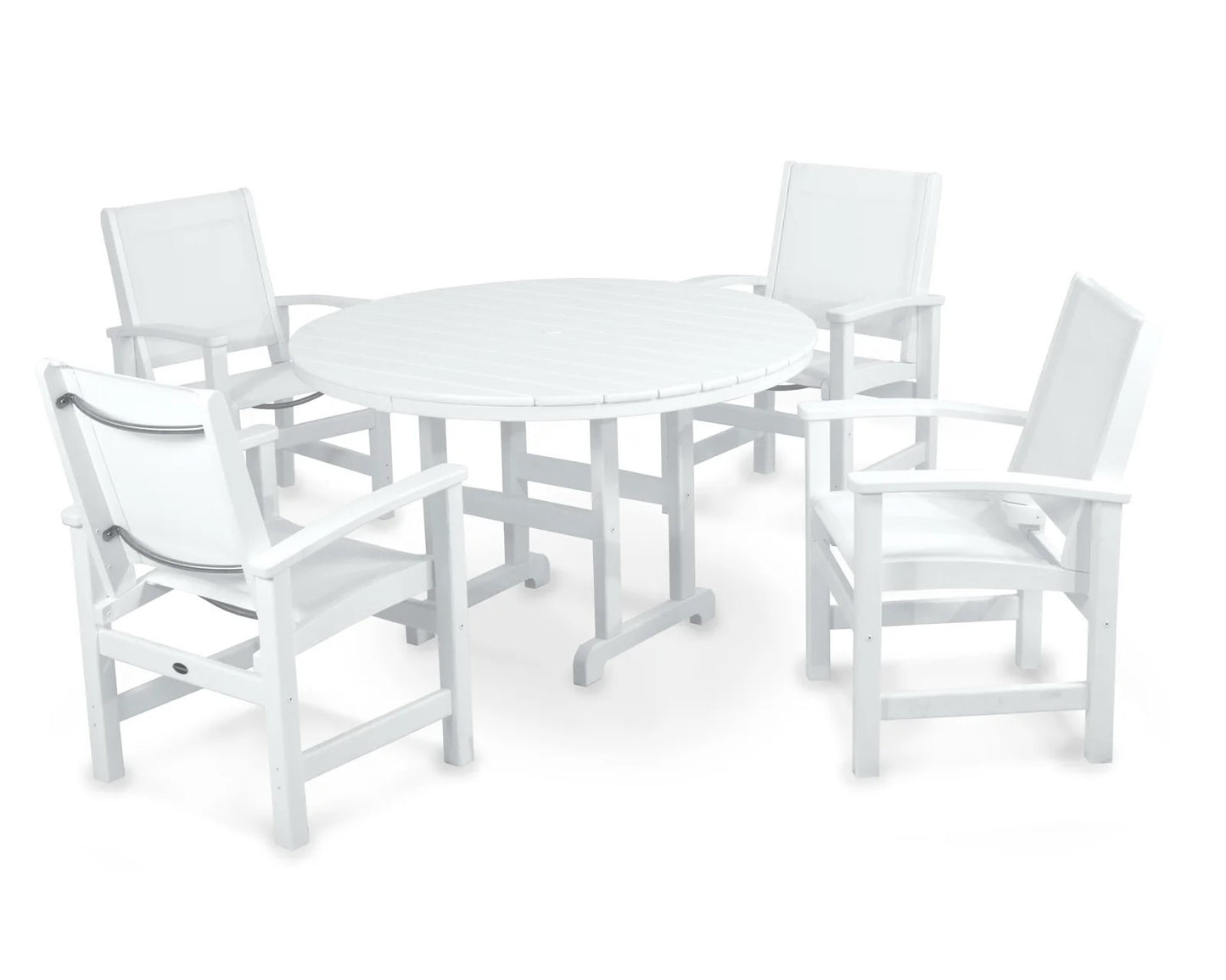 Polywood - Coastal 5-Piece Round Farmhouse Dining Set - FREE SHIPPING
