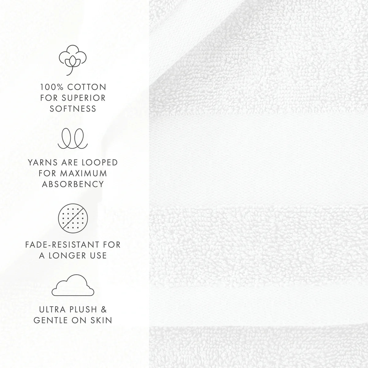 6-Piece Hotel-Quality 100% Cotton Bath Towel Set