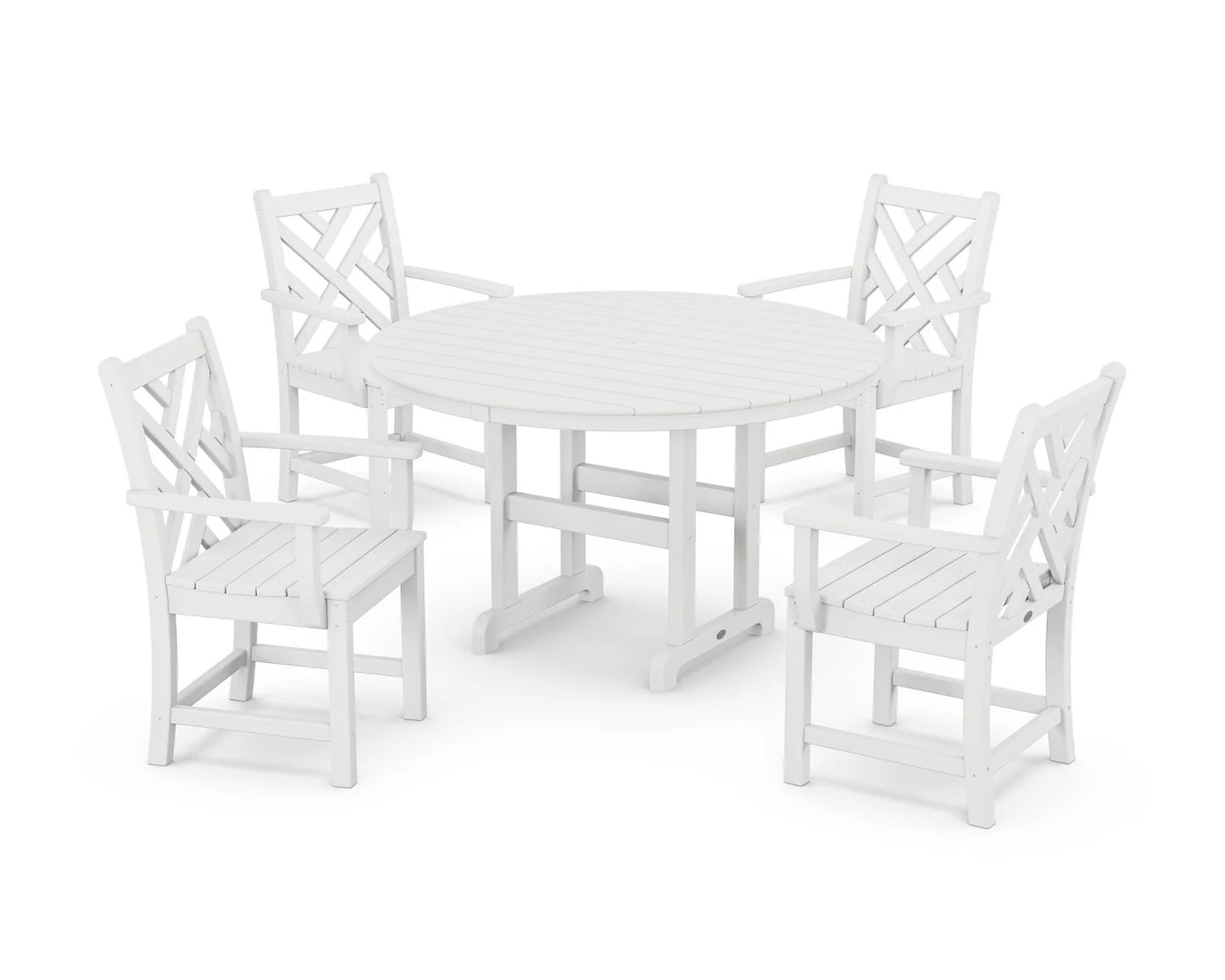 Polywood - Chippendale 5-Piece Round Farmhouse Dining Set - FREE SHIPPING