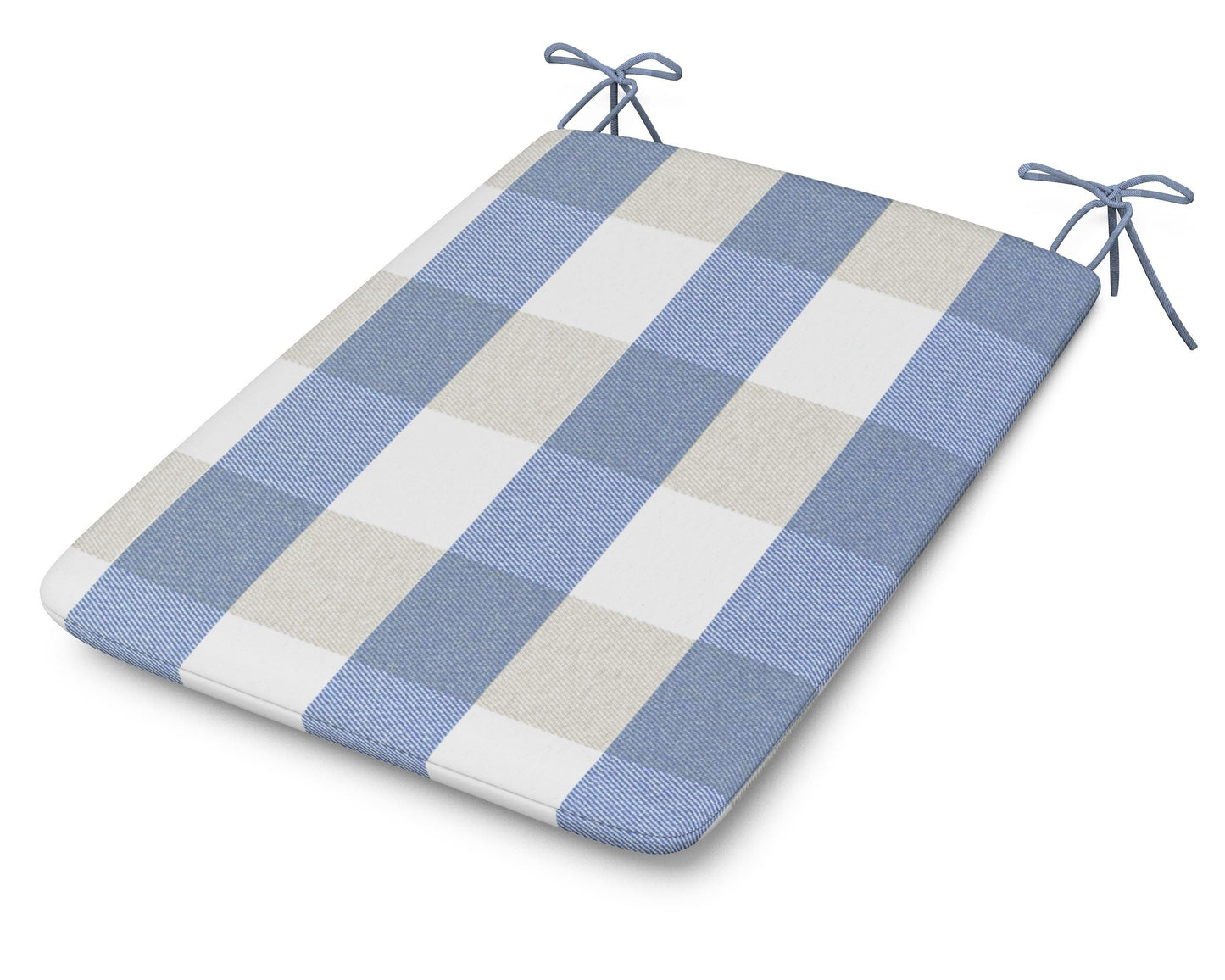 POLYWOOD 1100 Plaza Seat Pad — Buffalo Plaid Sky Blue