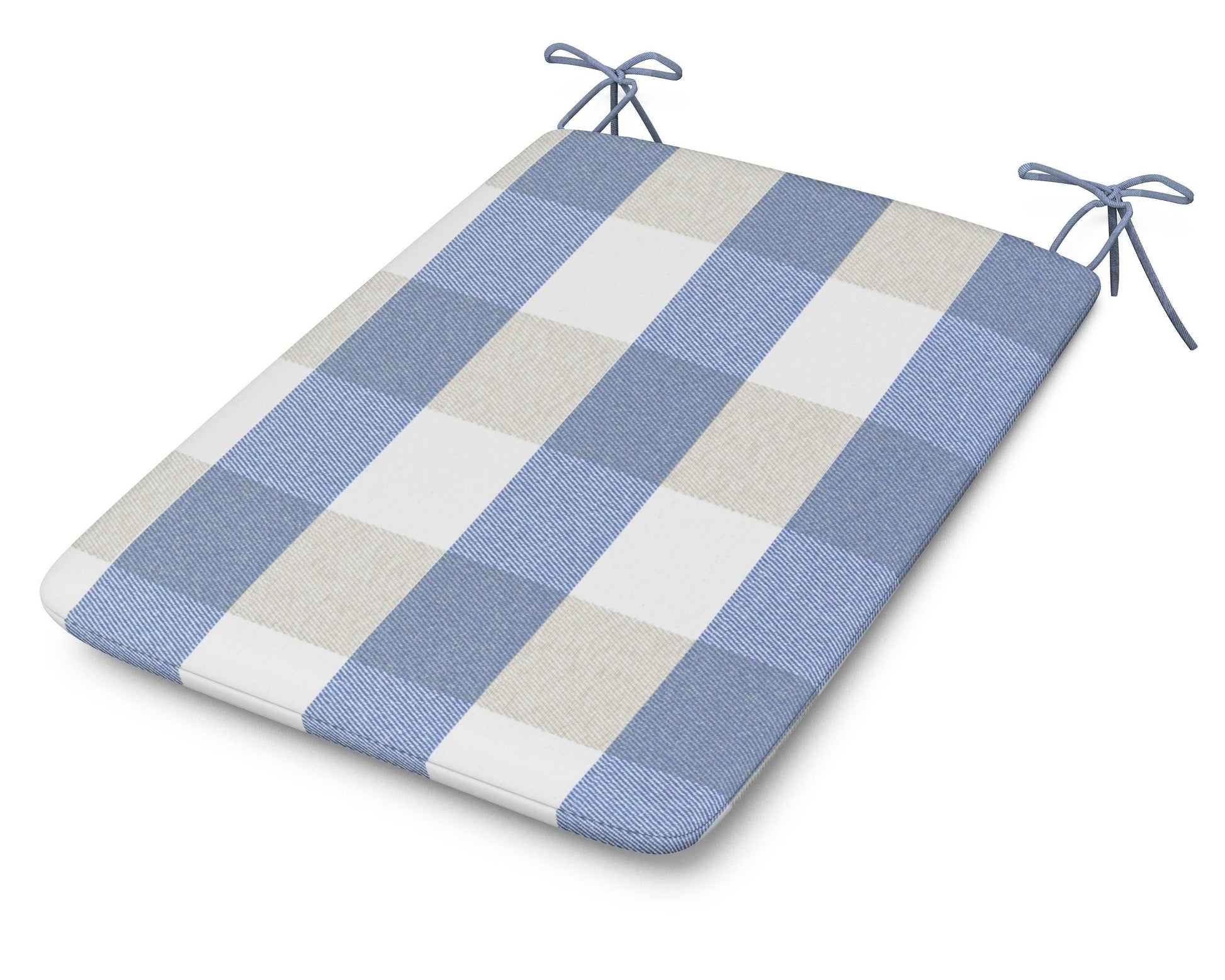 POLYWOOD 1100 Plaza Seat Pad — Buffalo Plaid Sky Blue