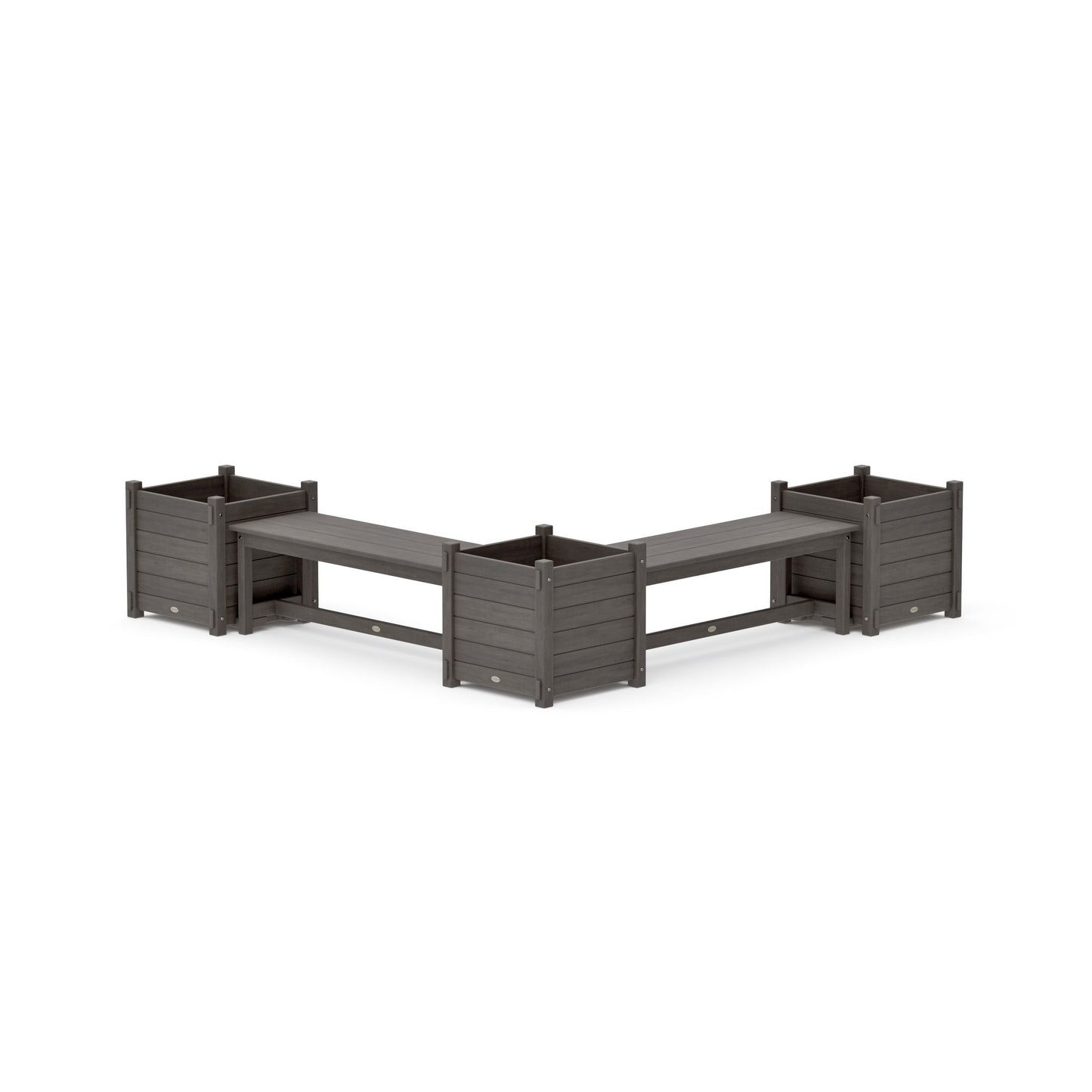 POLYWOOD 48" Nautical L- Shaped Planter Bench Corner Set - Large — Driftwood