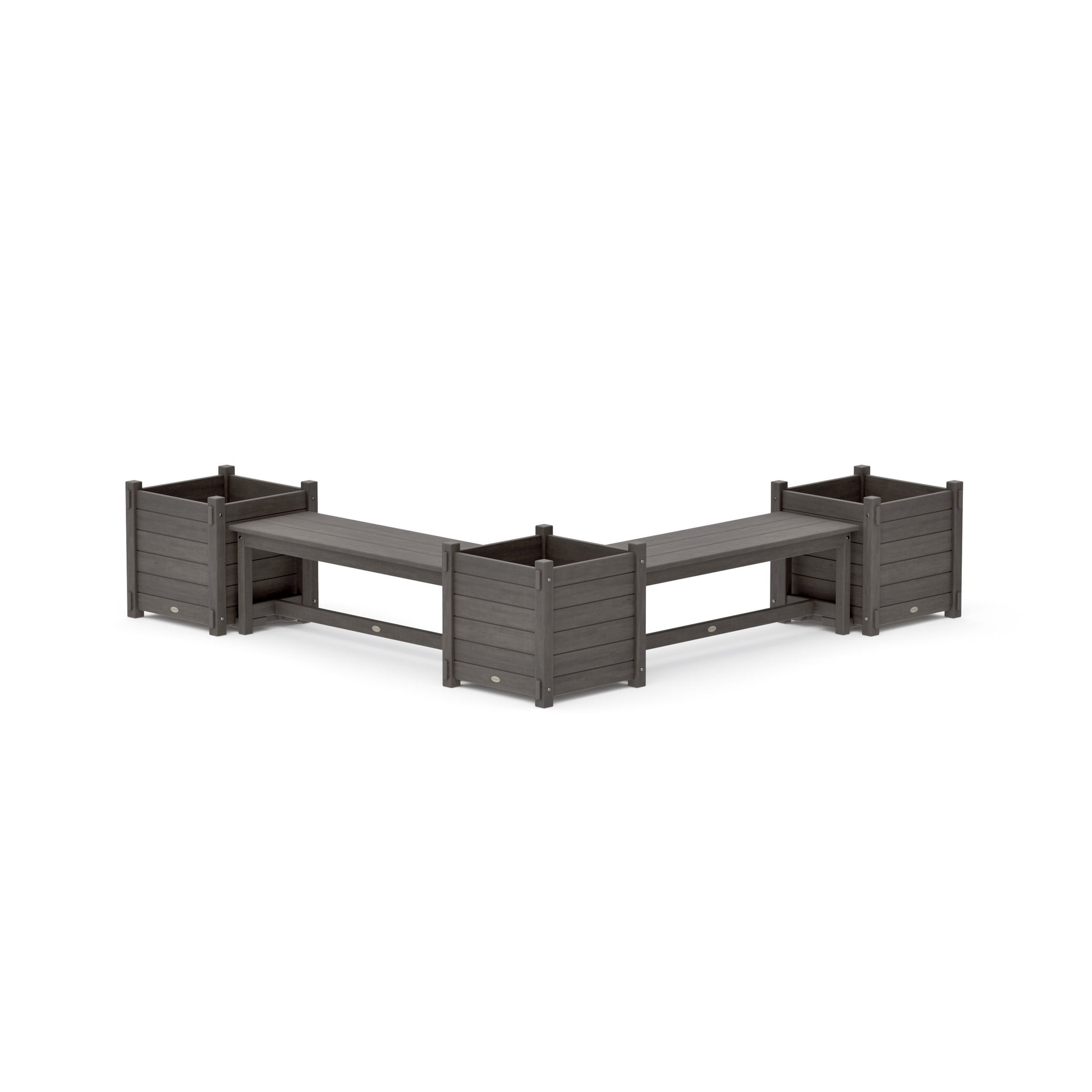 POLYWOOD 48" Nautical L- Shaped Planter Bench Corner Set - Large — Driftwood