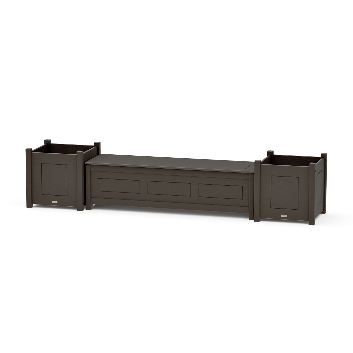 POLYWOOD 60" Country Living Straight Planter Storage Bench Set- Large — Vintage Coffee
