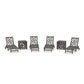 POLYWOOD Chippendale 6-Piece Chaise Set with Wheels and Umbrella Stand Accent Table — Driftwood