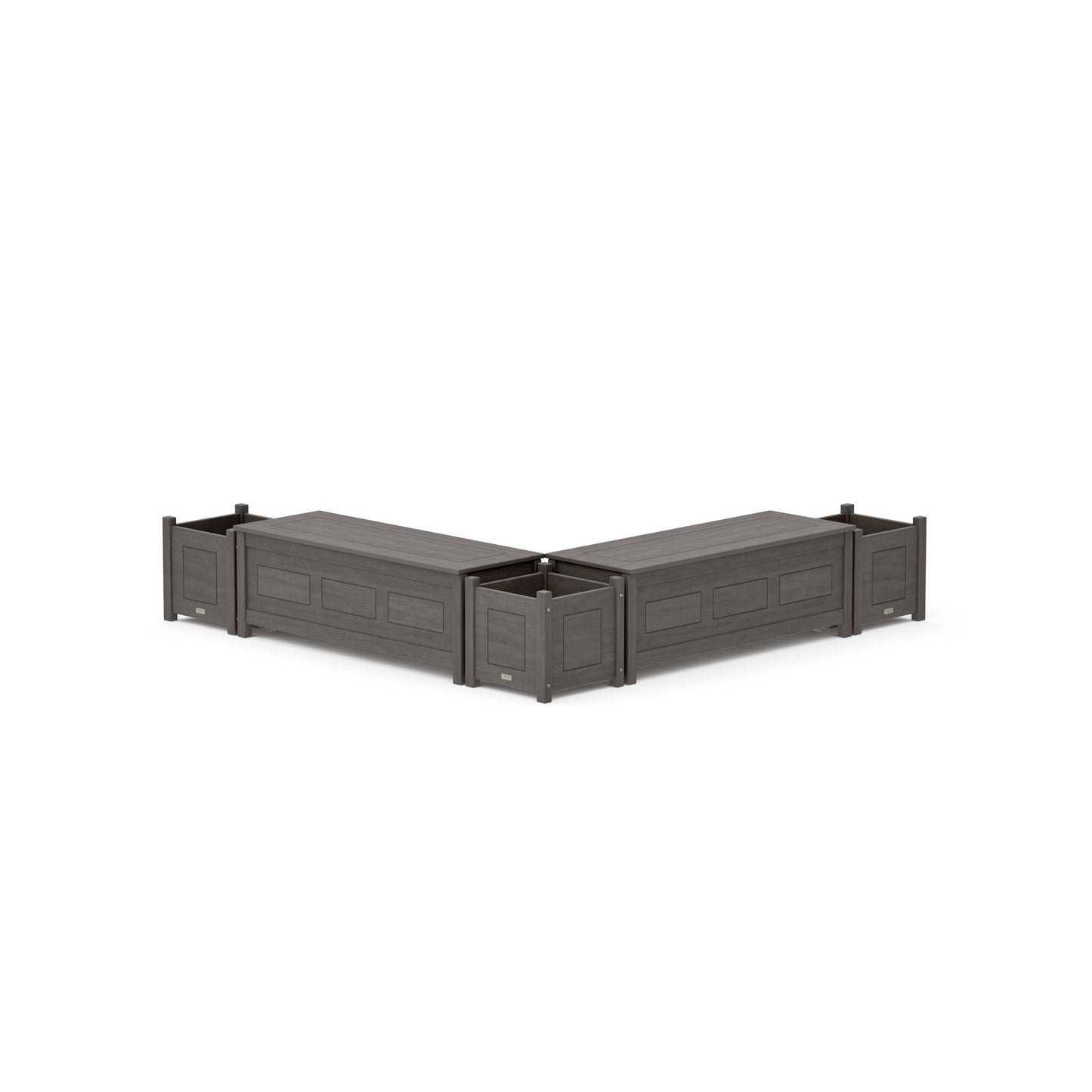 POLYWOOD 48" Country Living L- Shaped Planter Storage Bench Corner Set — Driftwood
